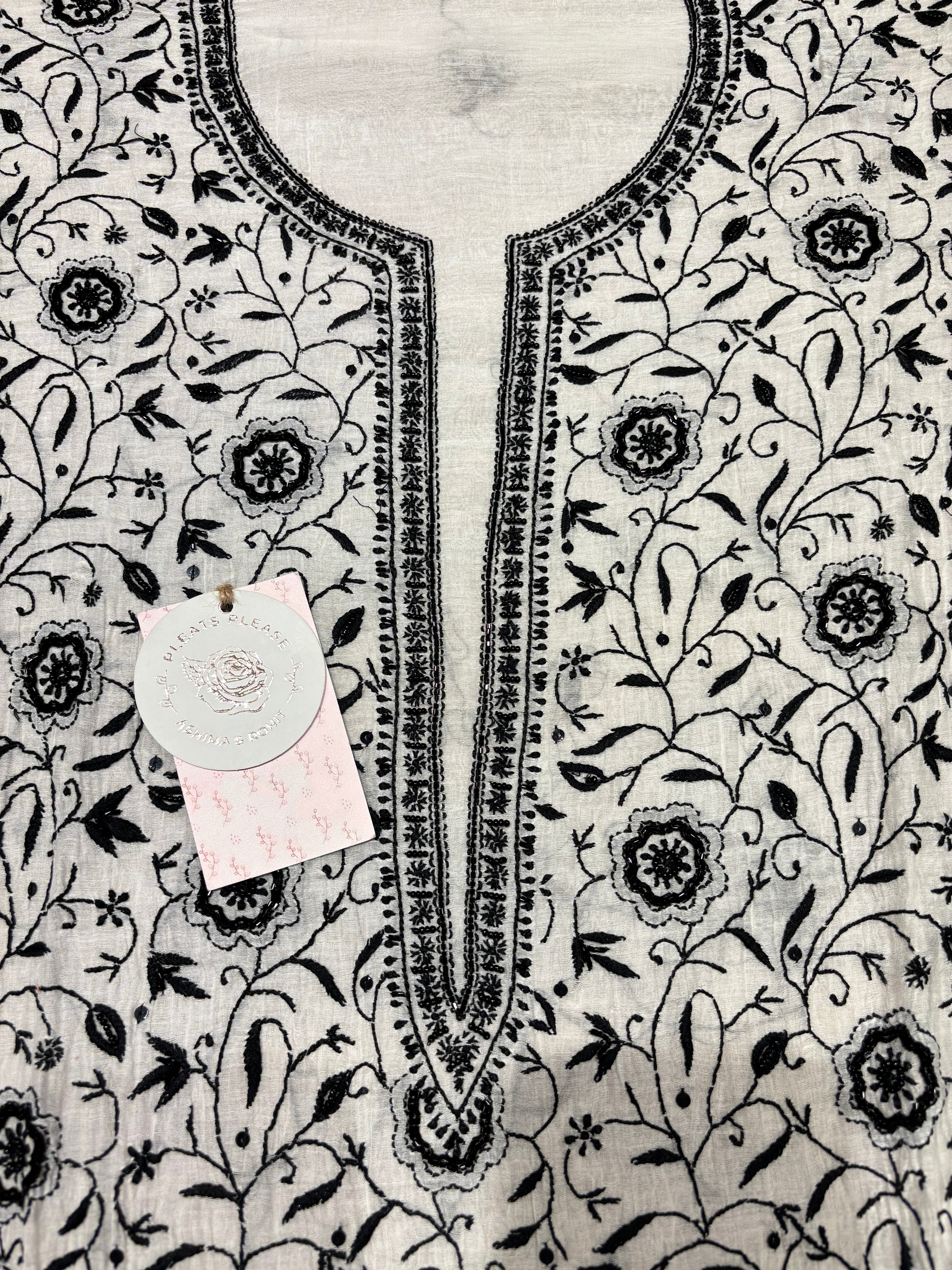 Dyeable Chanderi Mul Chikankari kurta and Dupatta Set