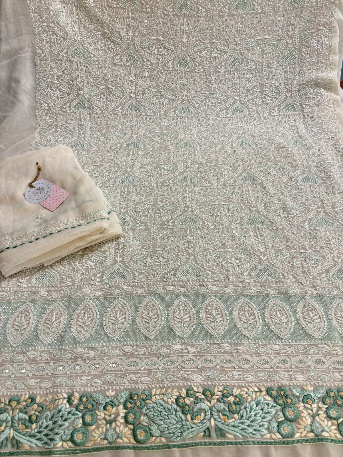 Dyeable Pure & Premium Georgette Chikankari With Parsi Kurta & Dupatta