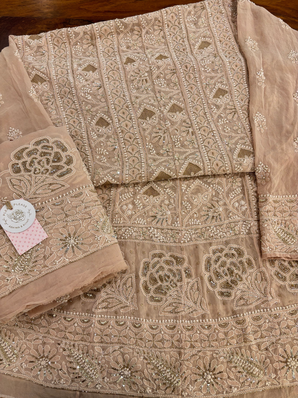 Blush Peach Pure & Premium Georgette Chikankari Anarkali & Dupatta