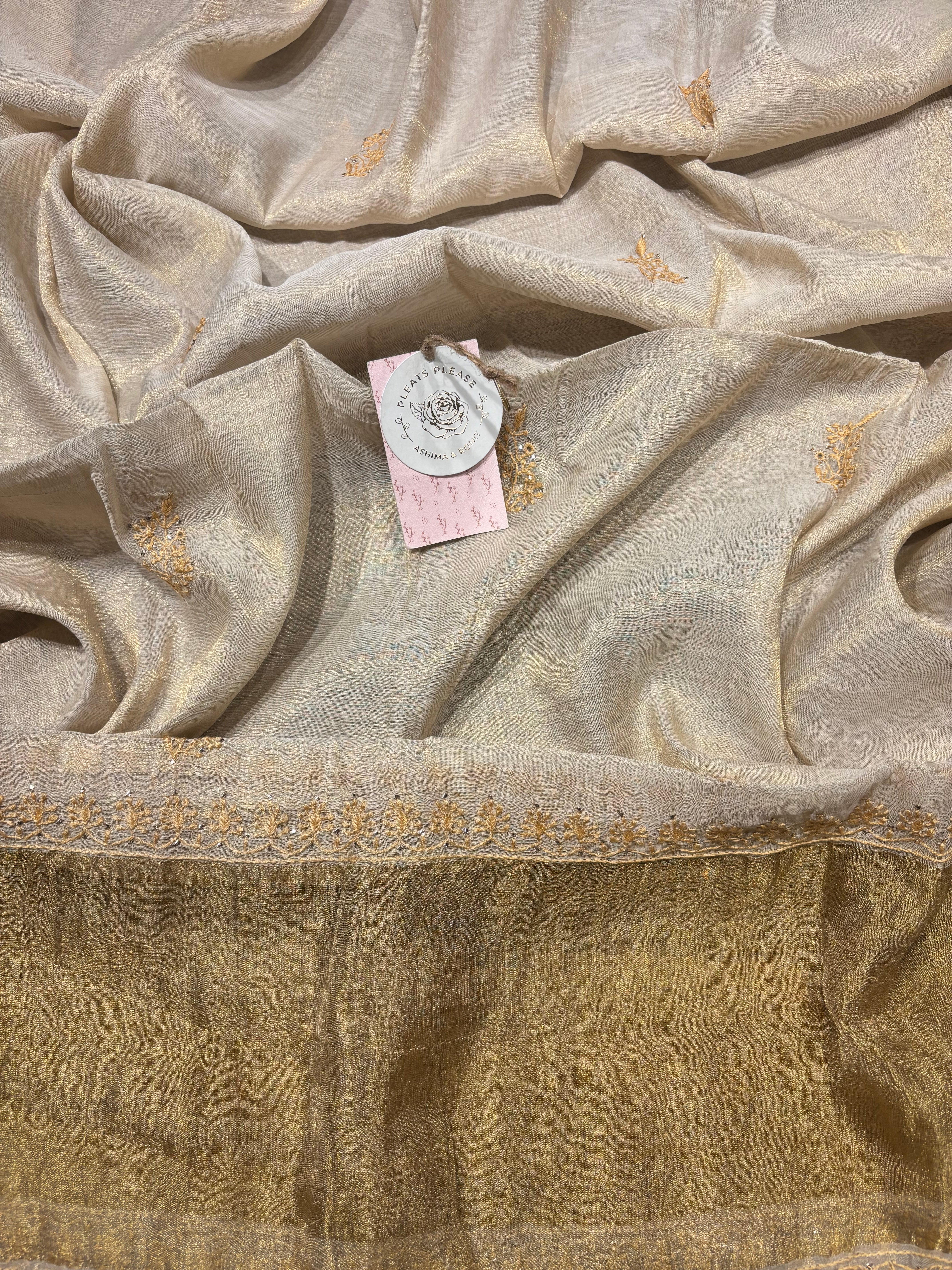 Dyeable Natural pure and Premium Tissue Chikankari kurta and Dupatta Fabric