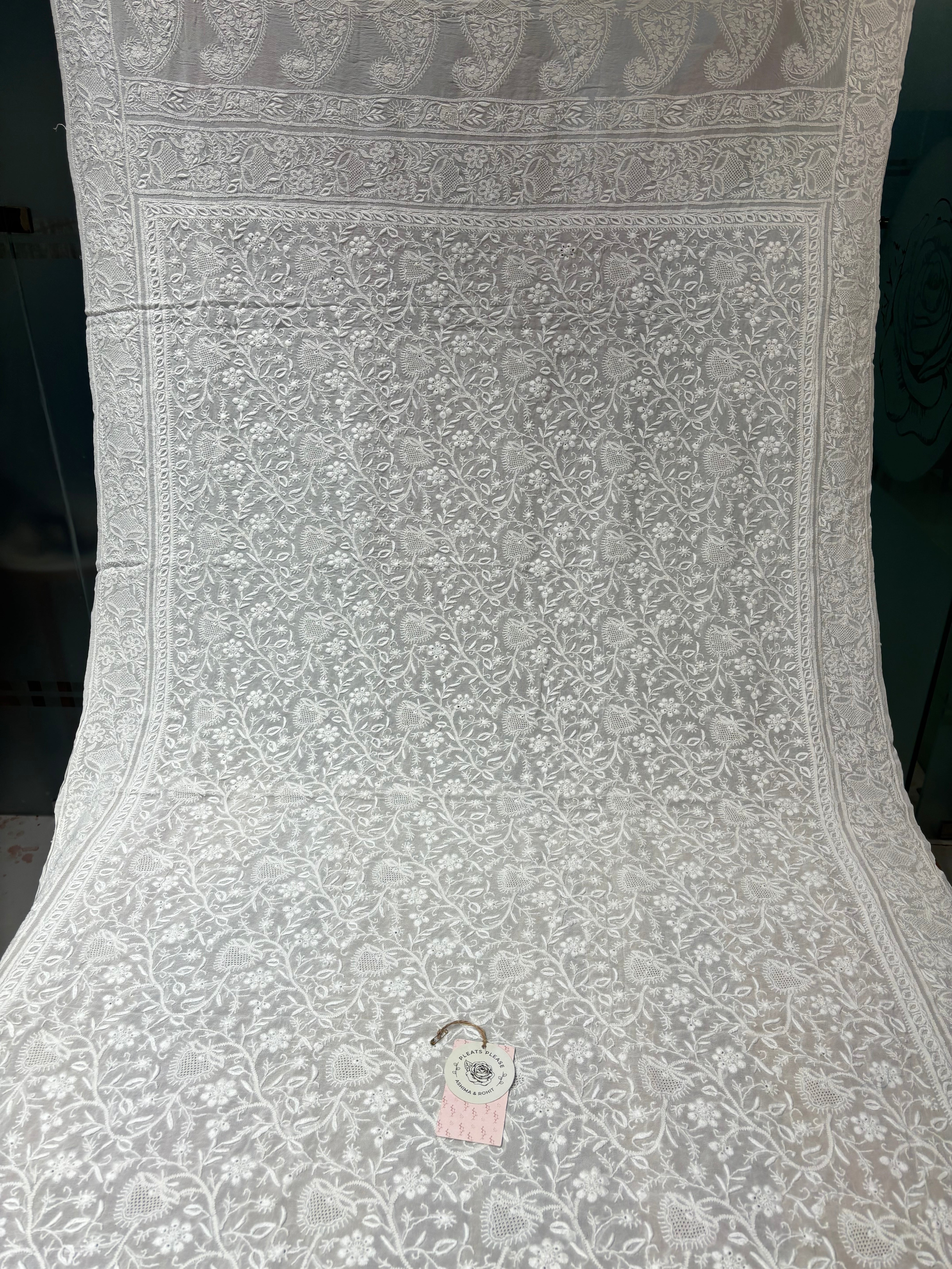 Dyeable Pure & Premium Georgette Chikankari Dupatta
