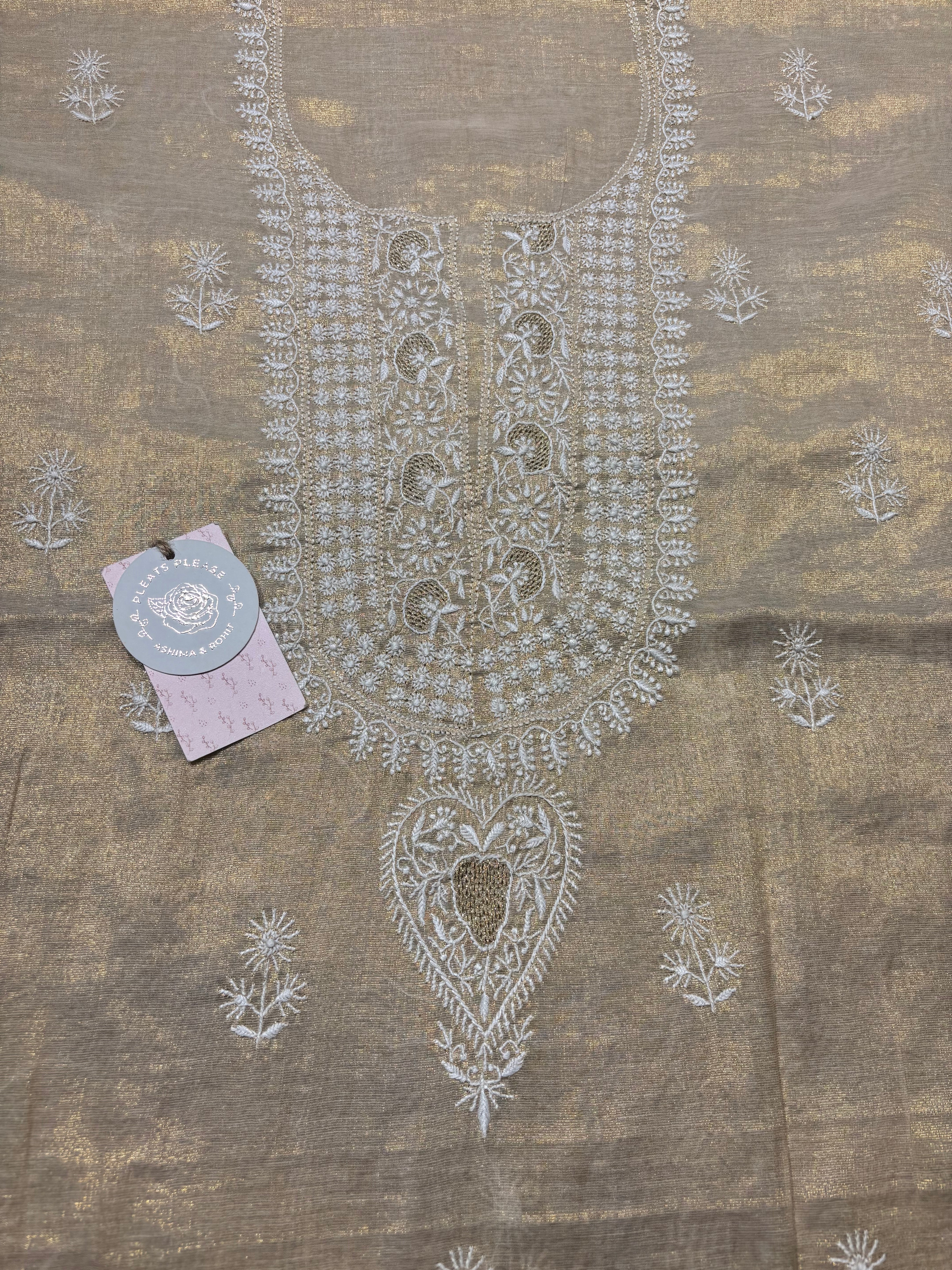 Dyeable Tissue Chikankari Kurta and Dupatta set