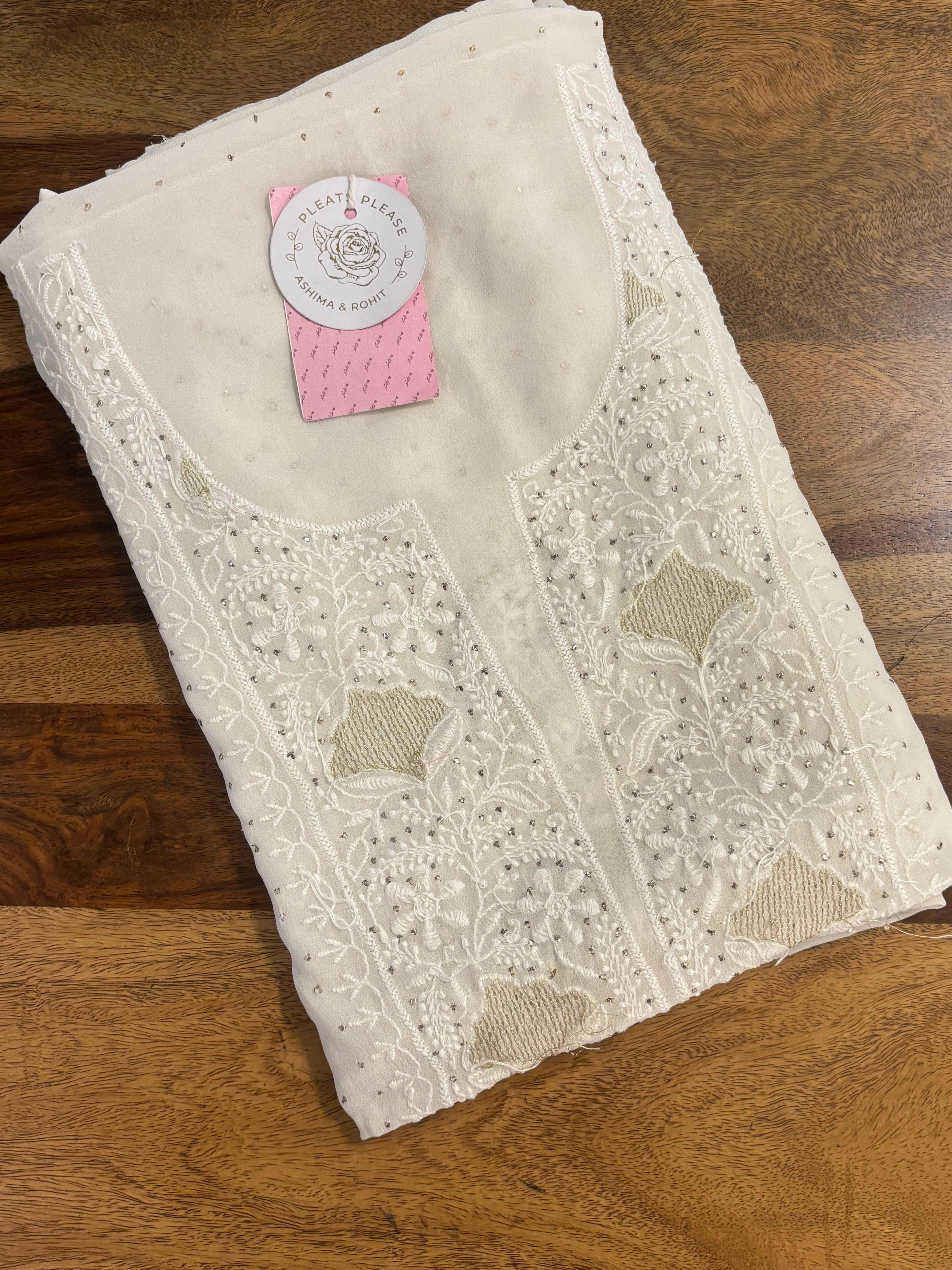 Dyeable Pure & Premium Georgette Mukaish Chikankari Kaftan