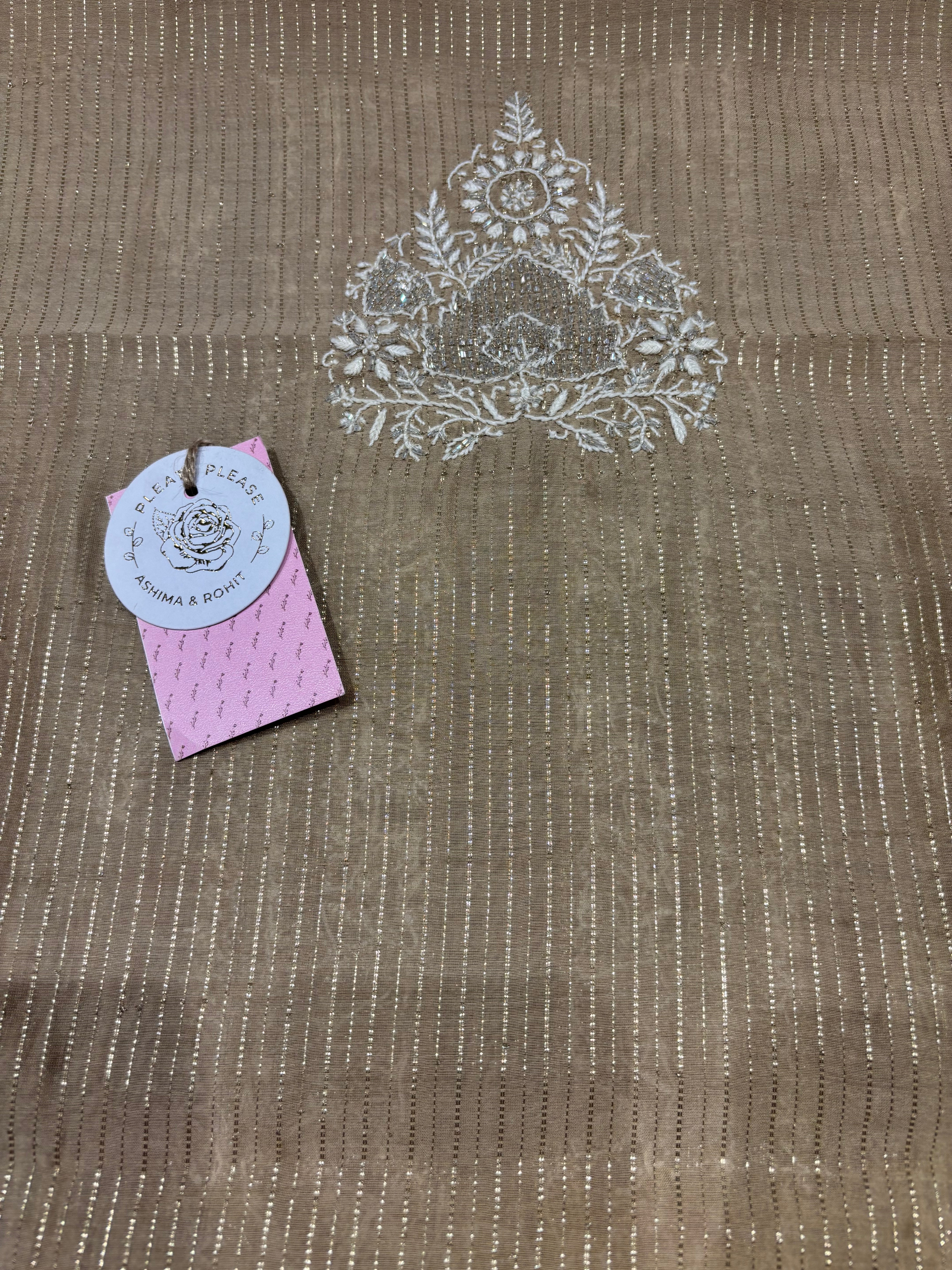 Golden Brown Chanderi Silk Chikankari Men’s Kurta Fabric