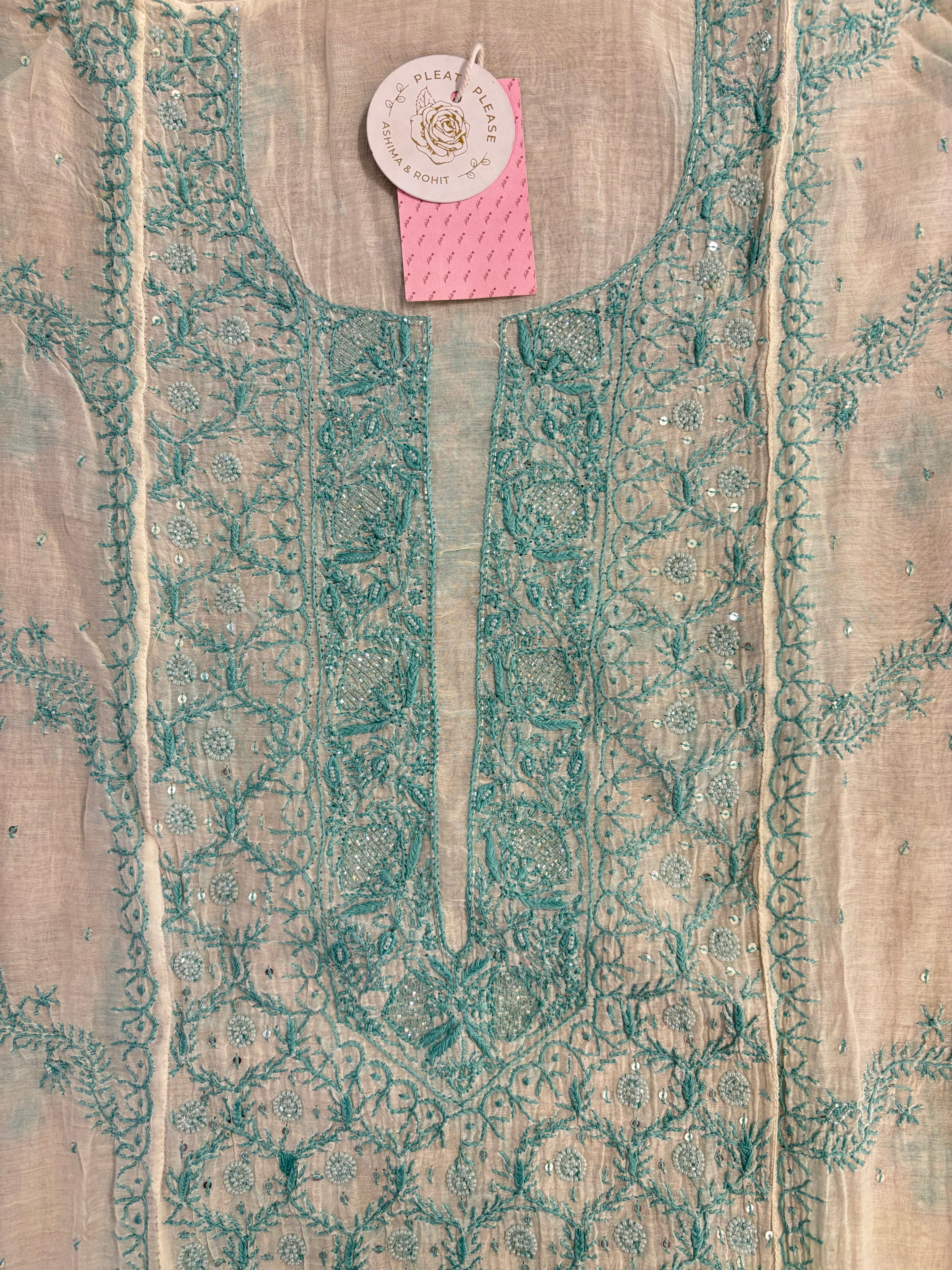 Dyeable Chanderi Mul Chikankari Kurta & Dupatta