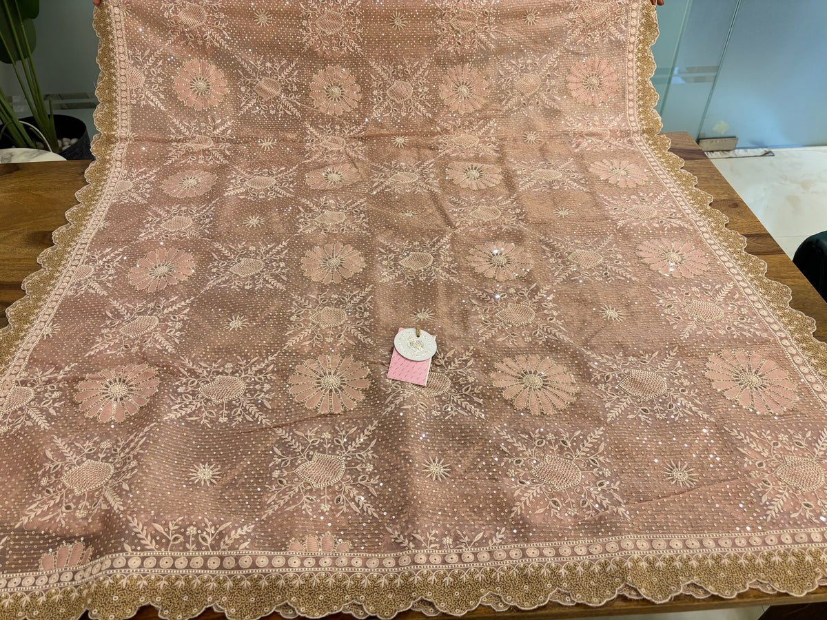 Baby Pink Pure & Premium Organza Chikankari Kurta & Dupatta