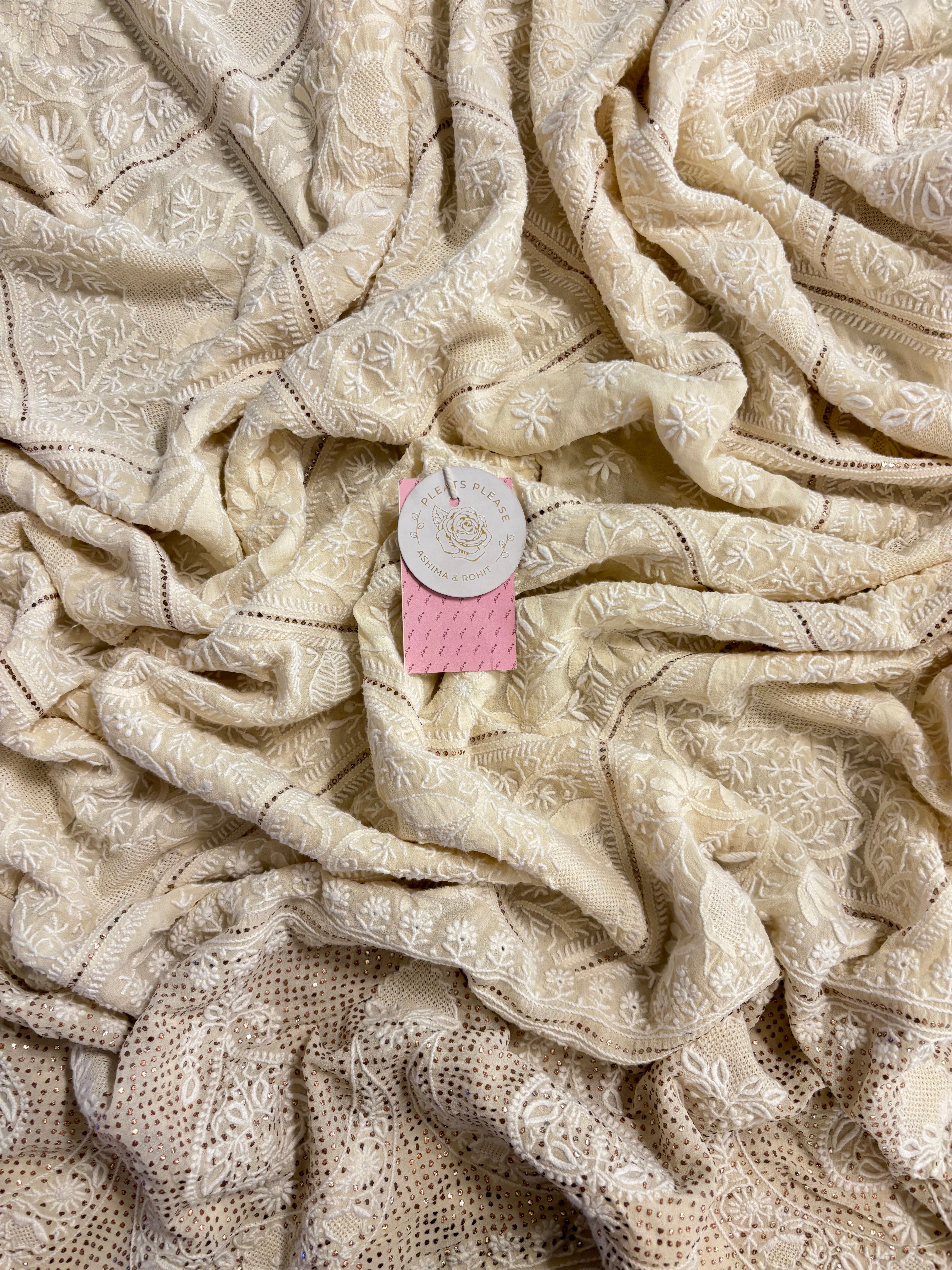 Dyeable Pure & Premium Georgette Chikankari Mukaish Dupatta