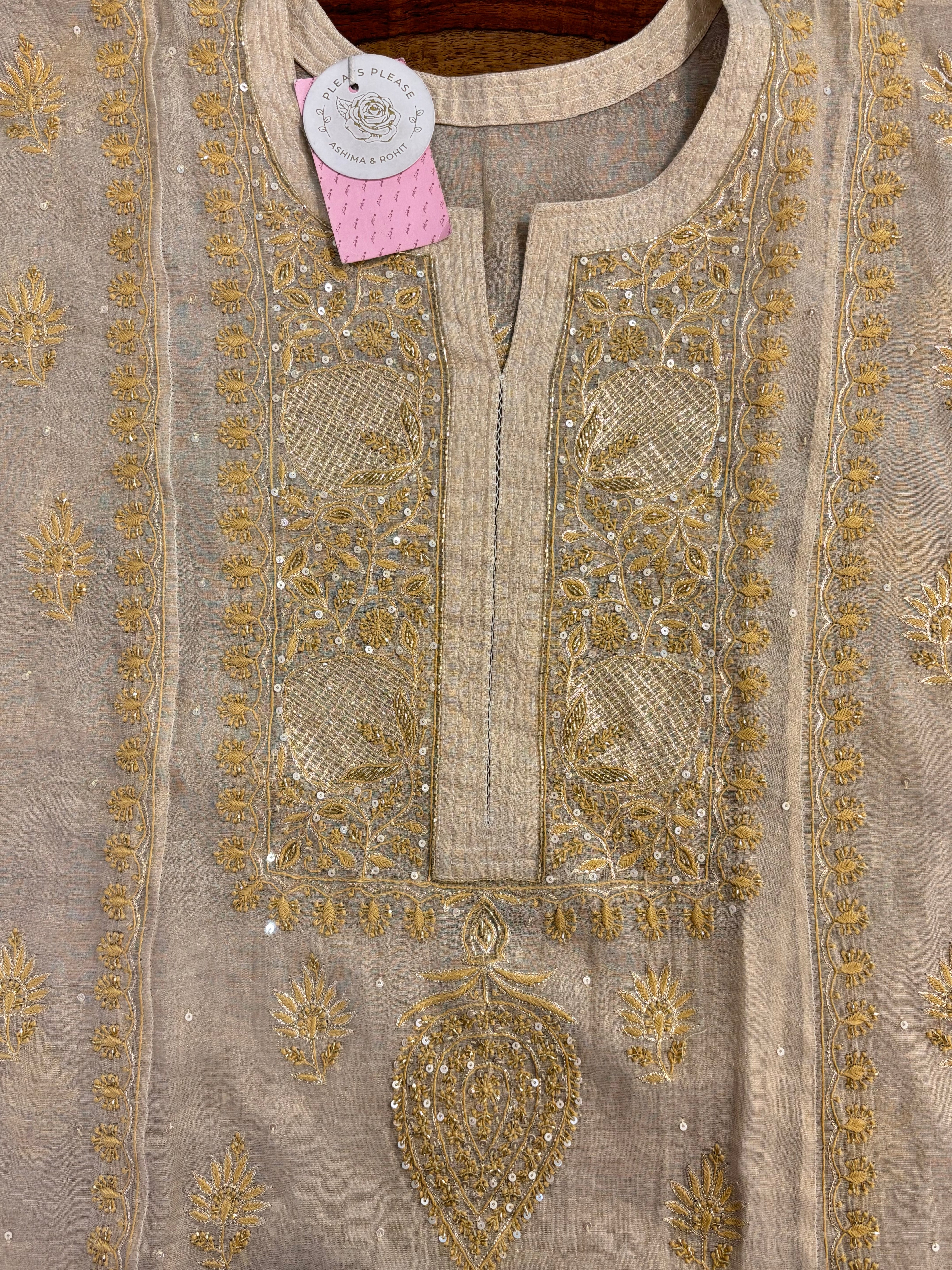 Dyeable Pure Tissue Chikankari Kurta & Dupatta