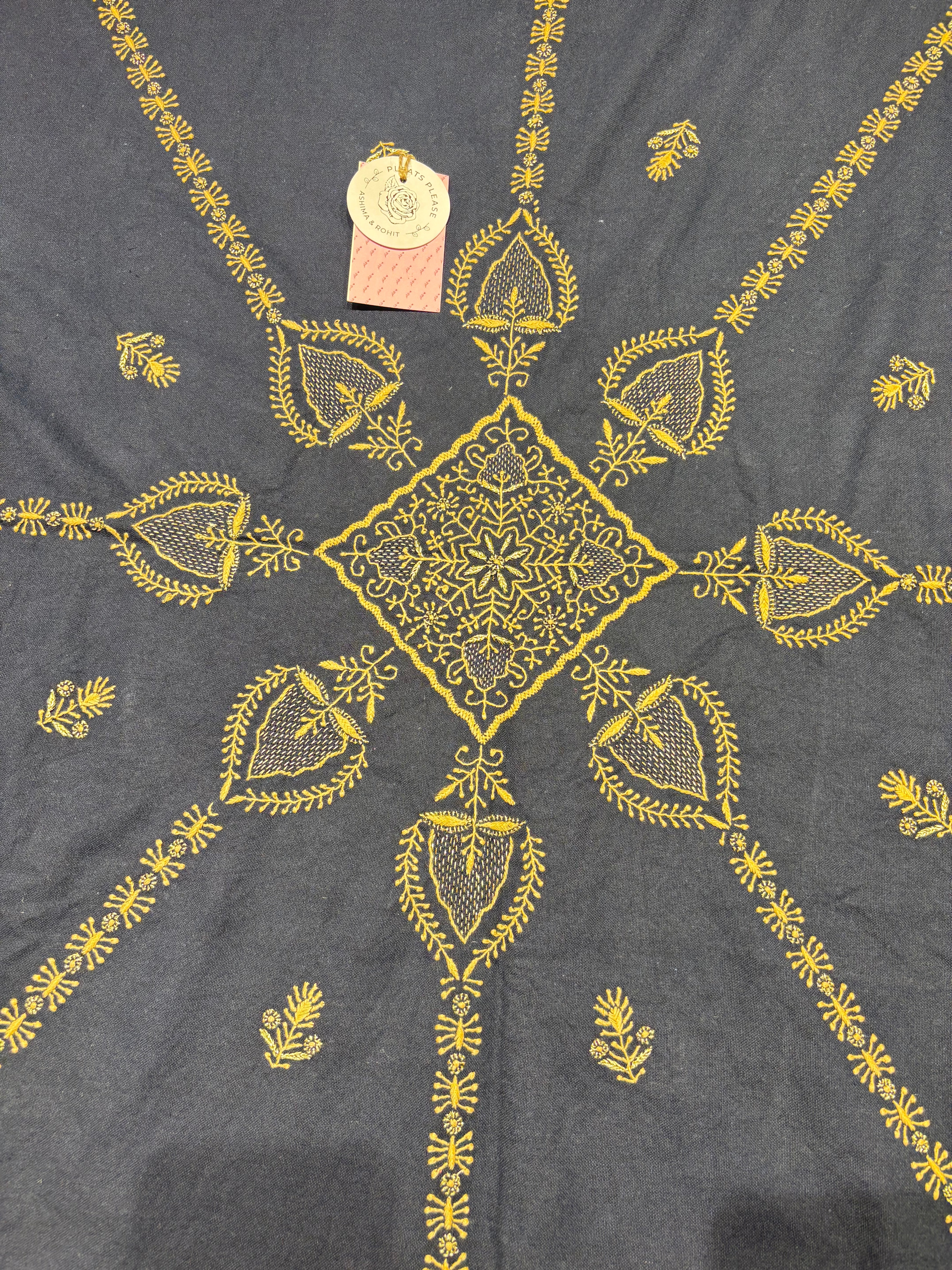 Royal Blue Linen Cotton Chikankari Table Runner