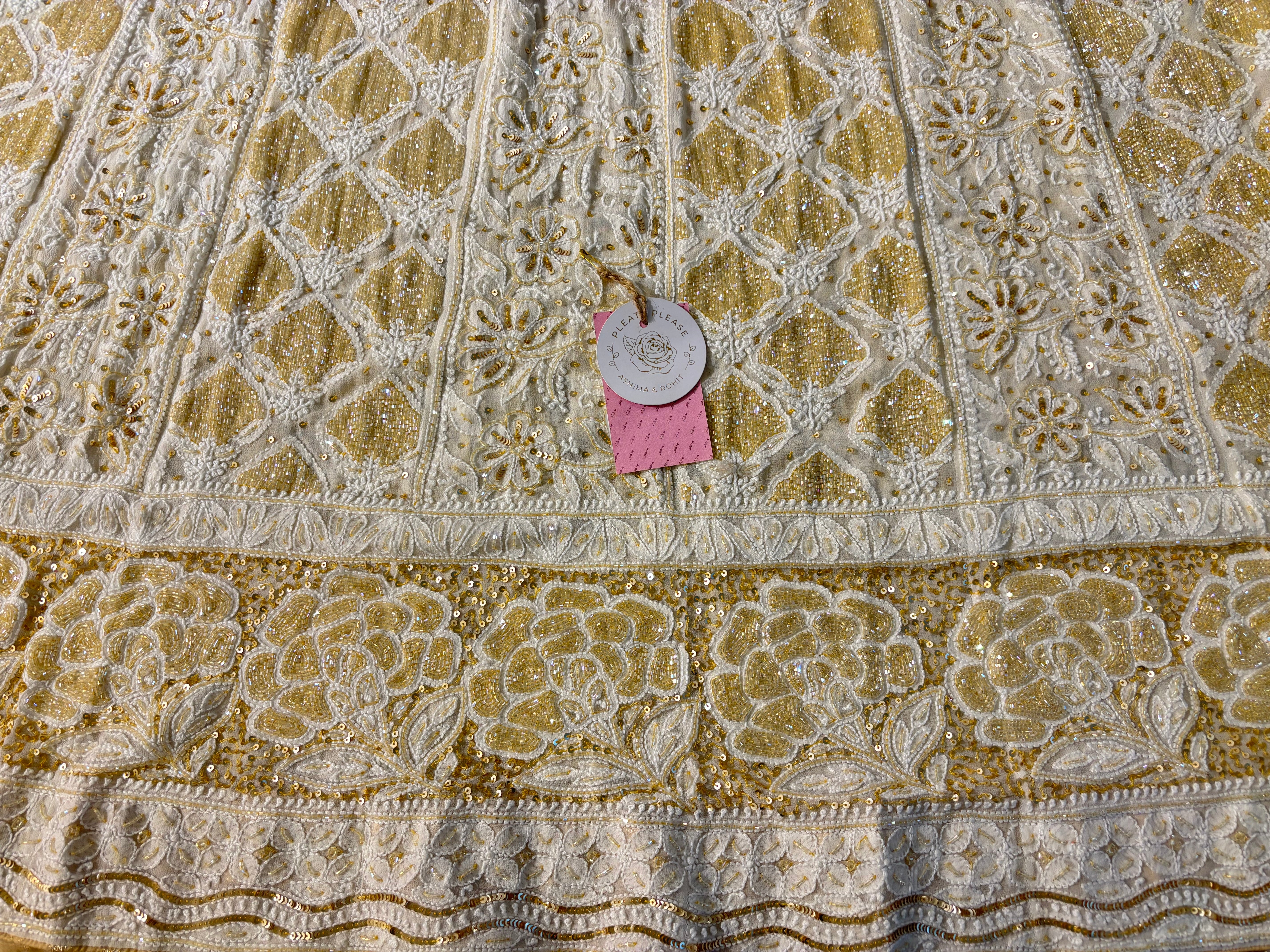 Off White Georgette Chikankari Anarkali & Dupatta