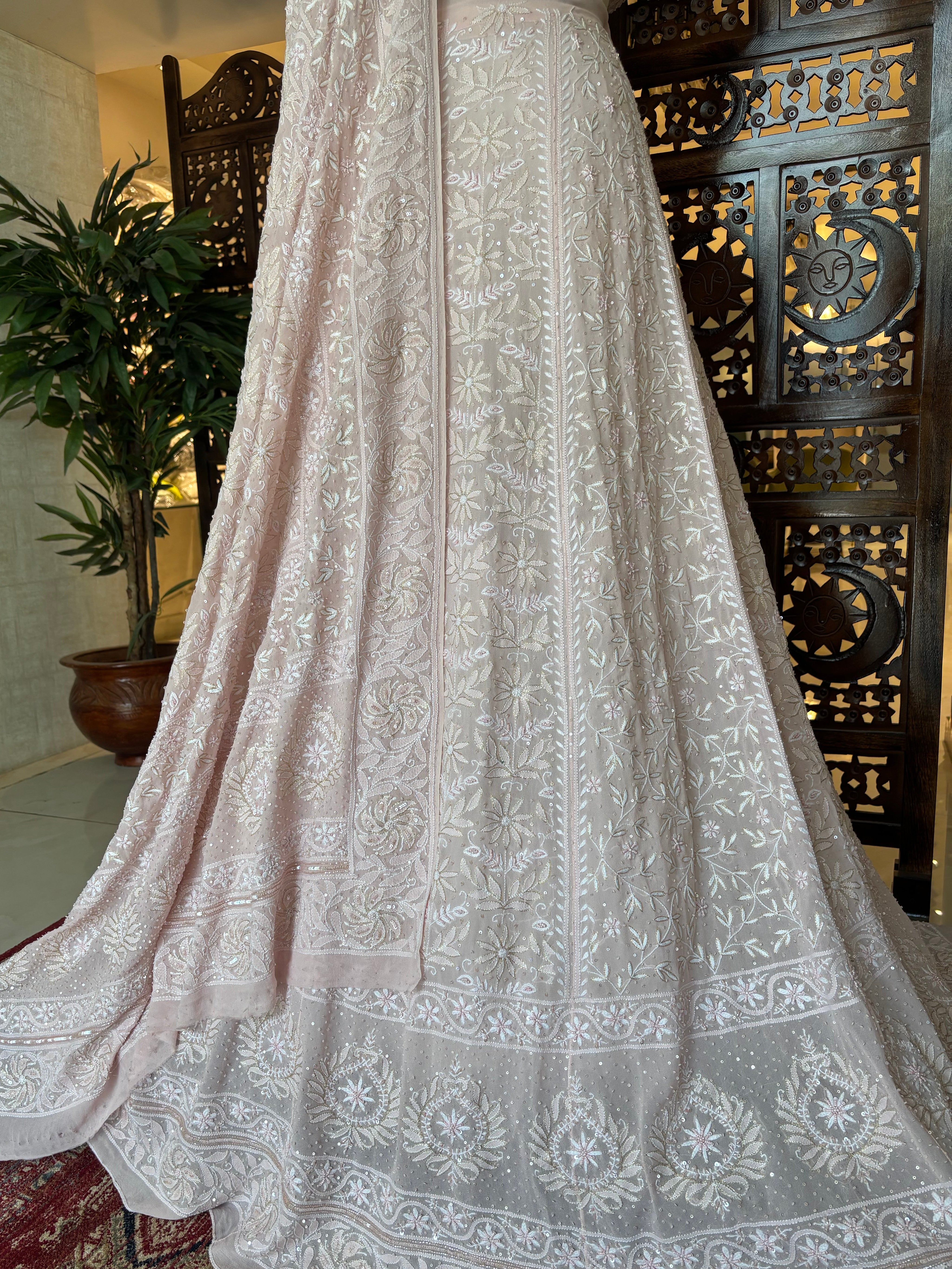Blush Pink Pure & Premium Chikankari Lehenga