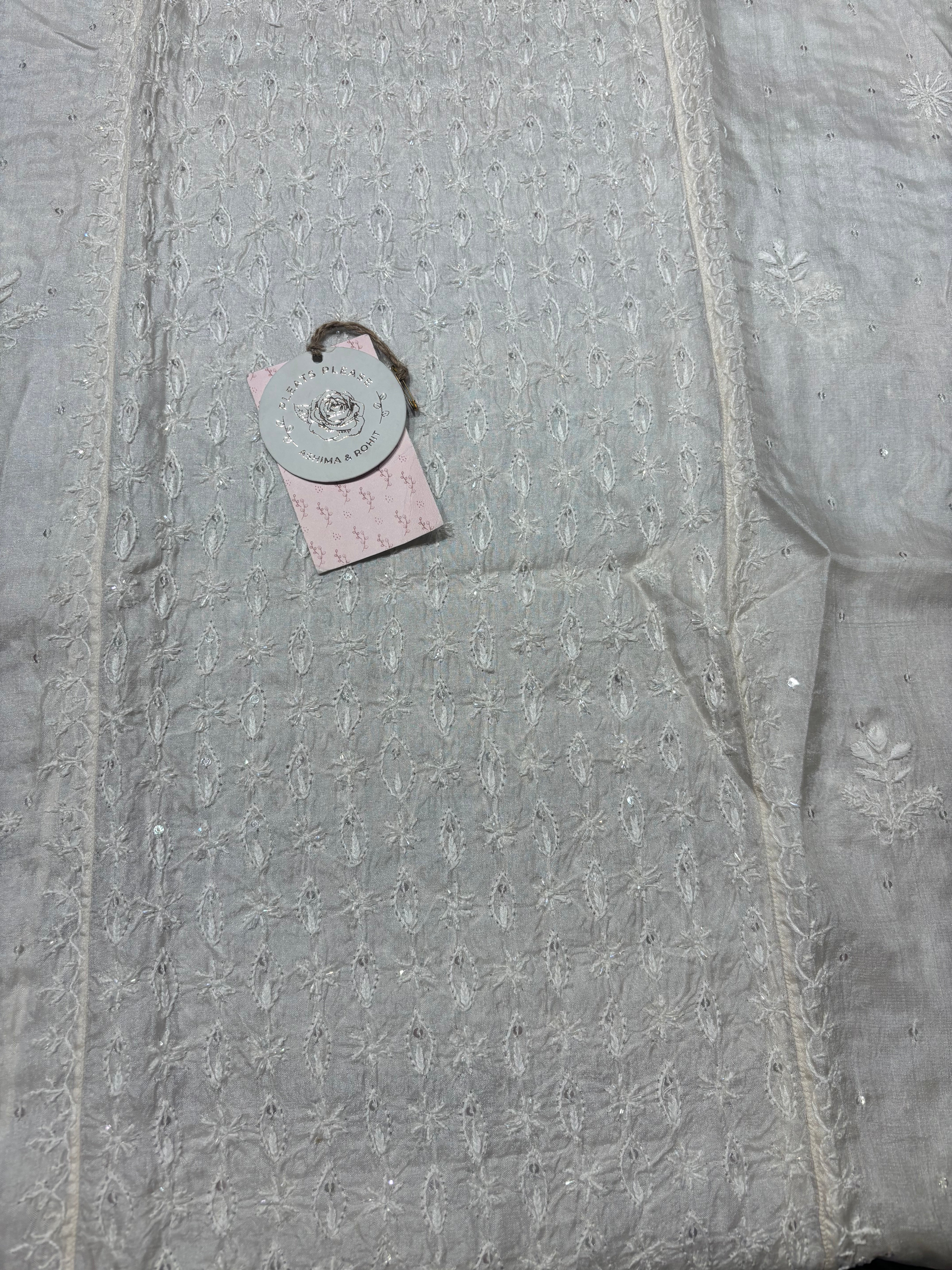 Dyeable Silk Chikankari kurta and Dupatta set