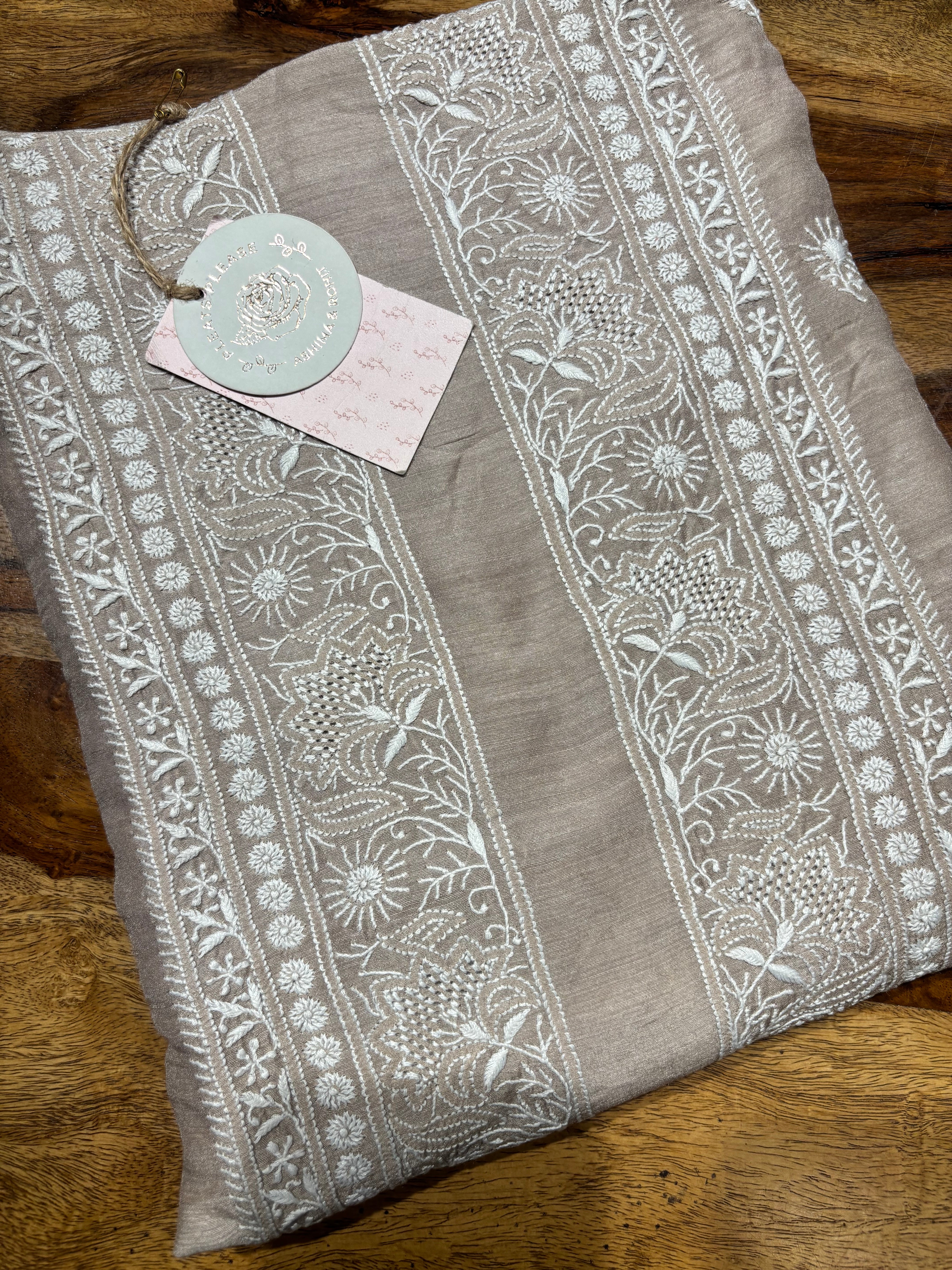 Brown Silk Chikankari Men’s Kurta Fabric