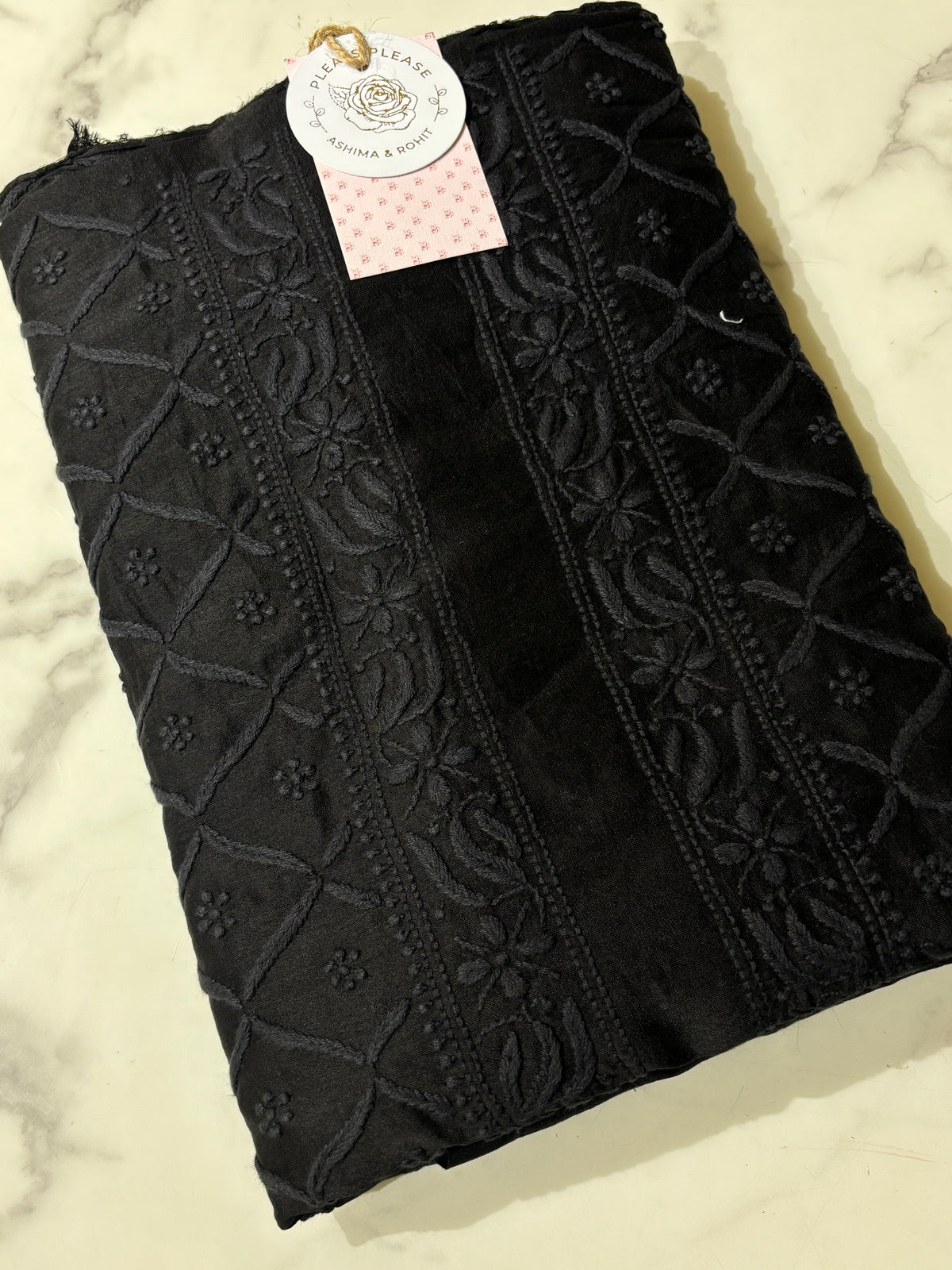 Black Chanderi Men’s Chikankari Kurta