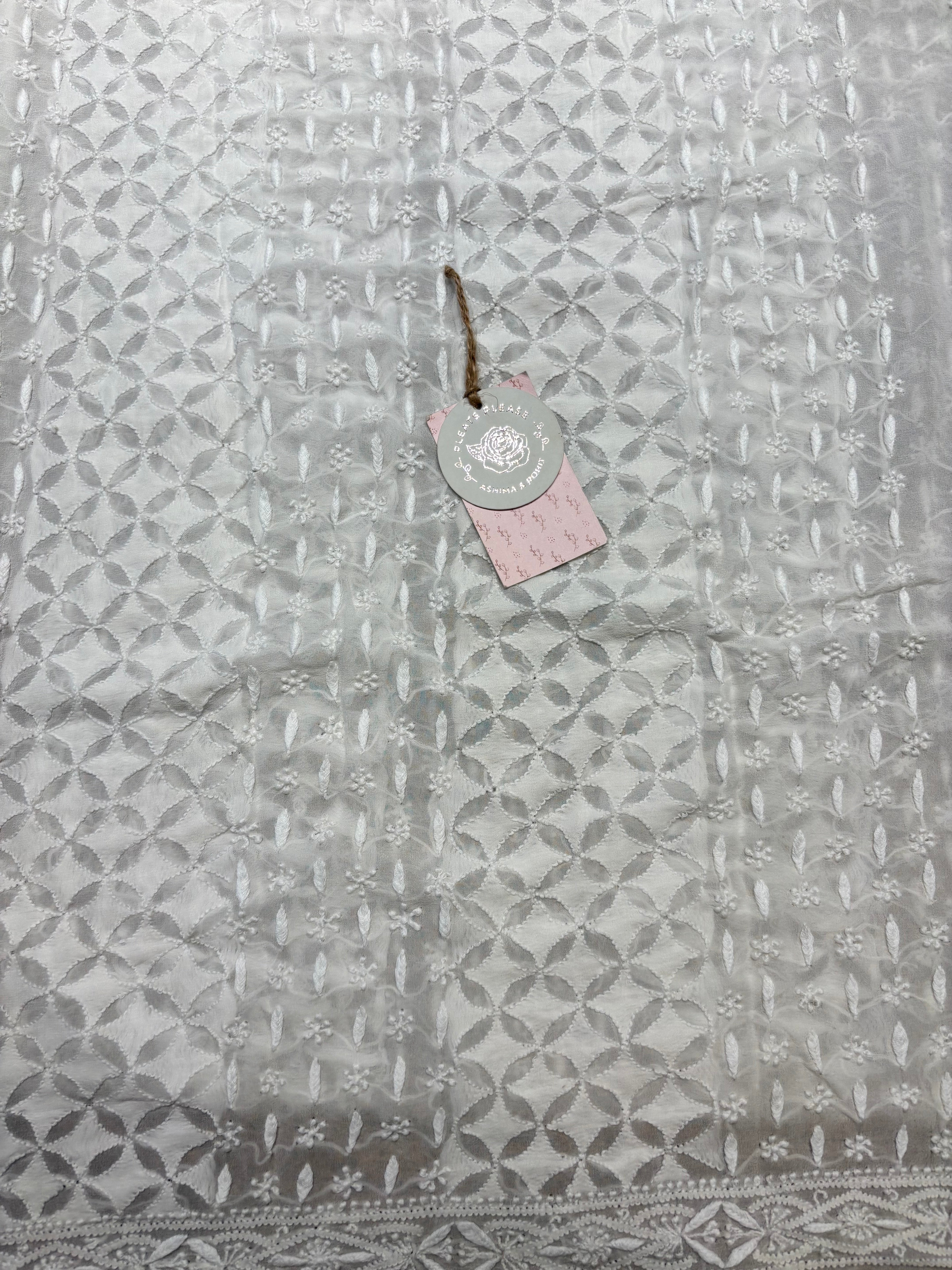 Dyeable pure and Premium Georgette Chikankari men’s Kurta Fabric
