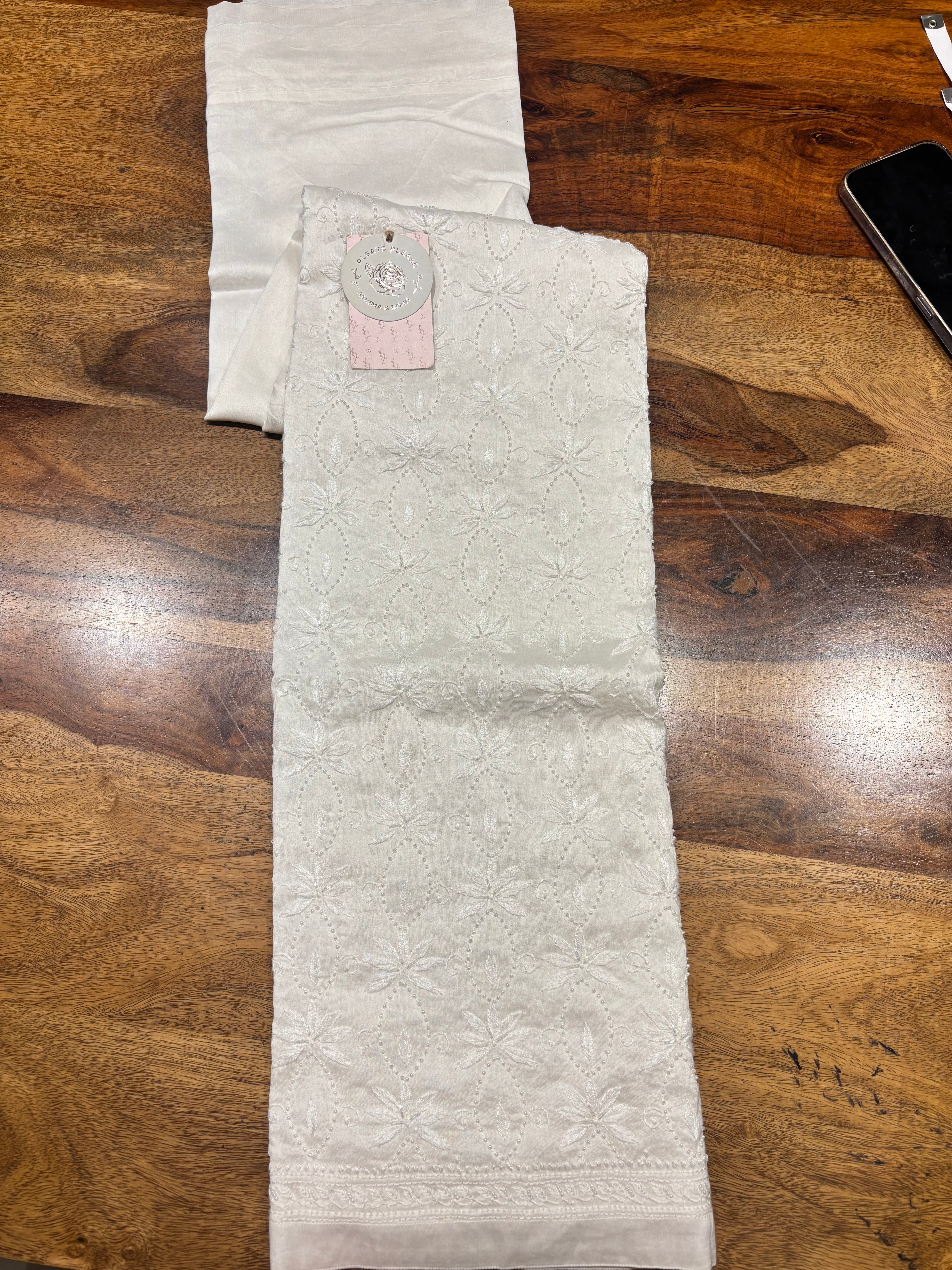 Dyeable Chanderi Silk Chikankari Bottom