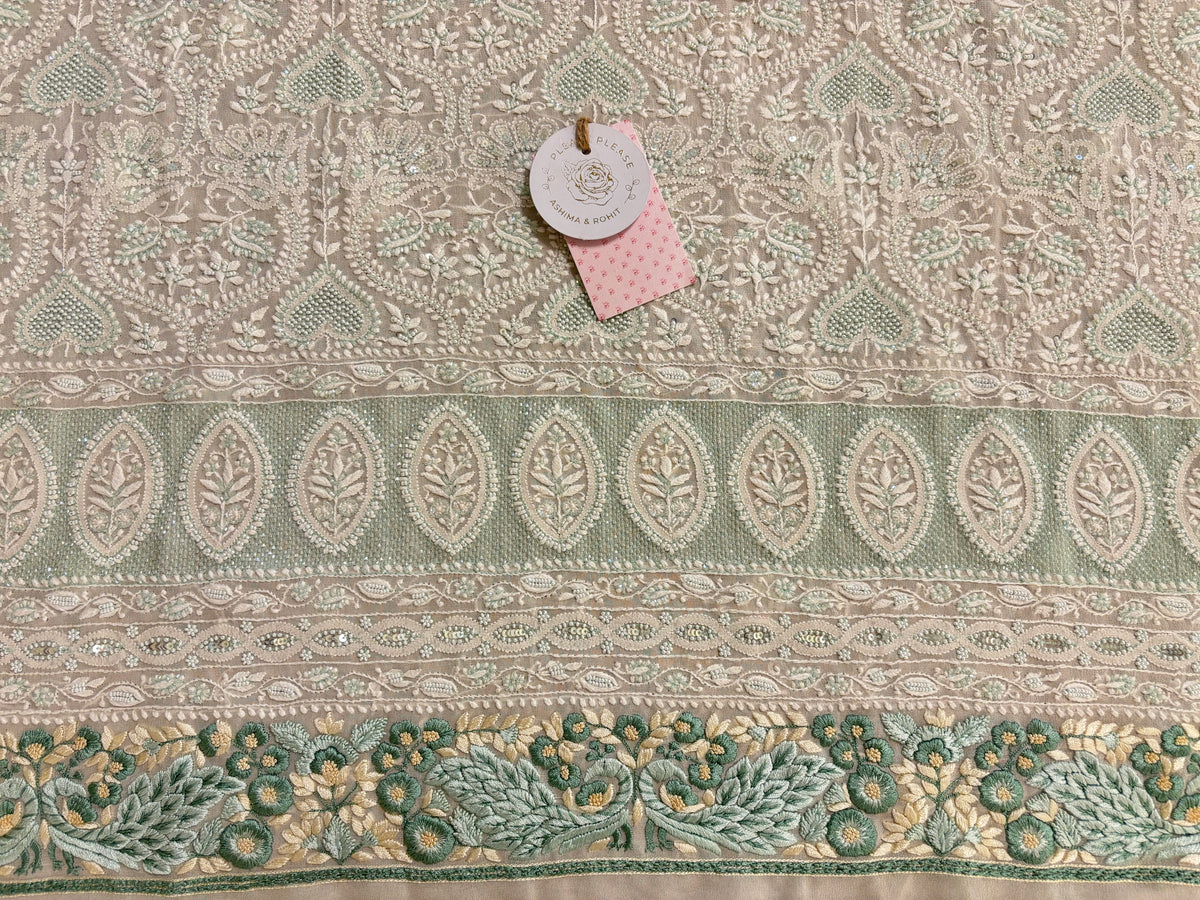 Dyeable Pure & Premium Georgette Chikankari With Parsi Kurta & Dupatta