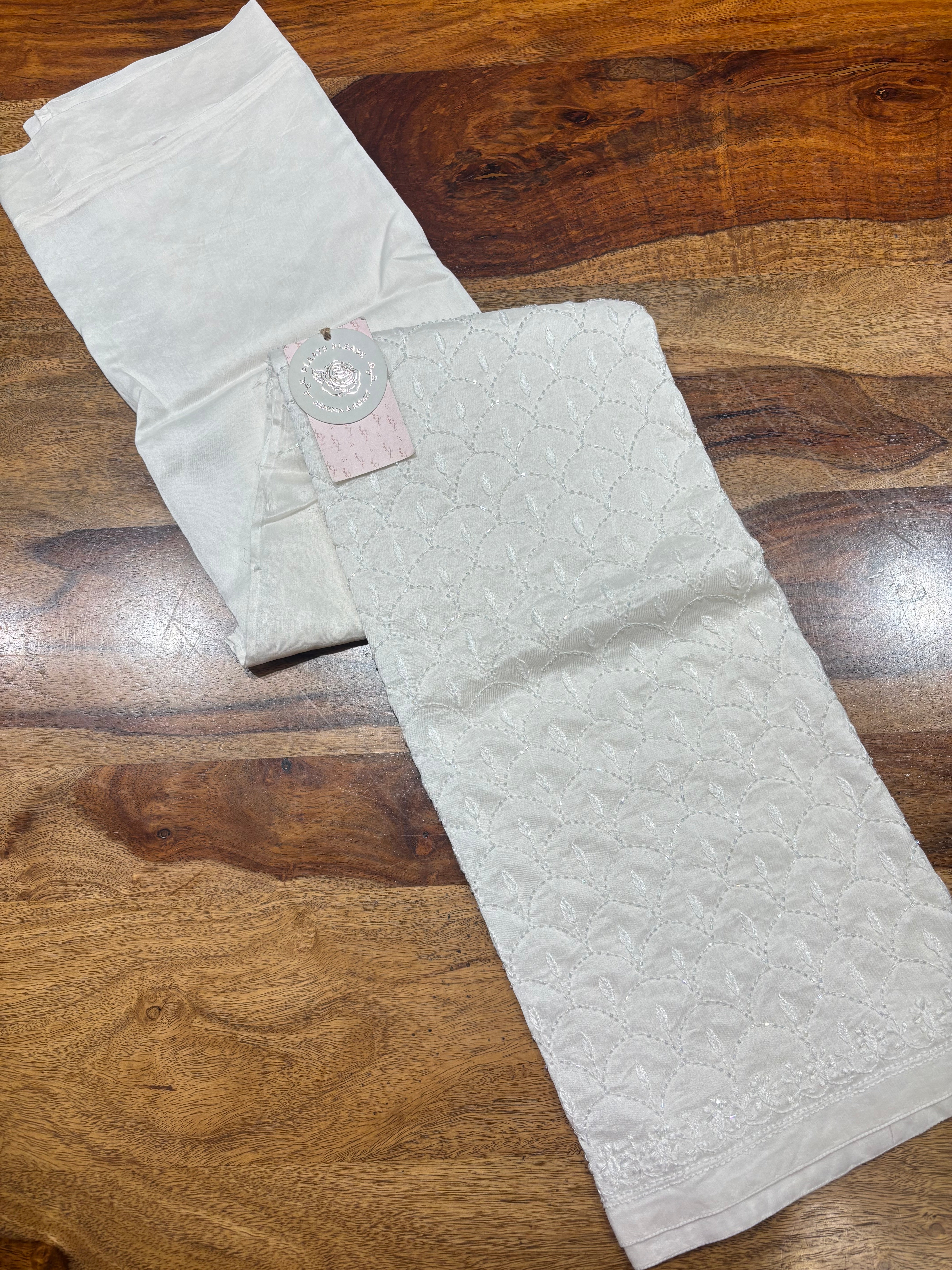Dyeable Chanderi Silk Chikankari Bottom