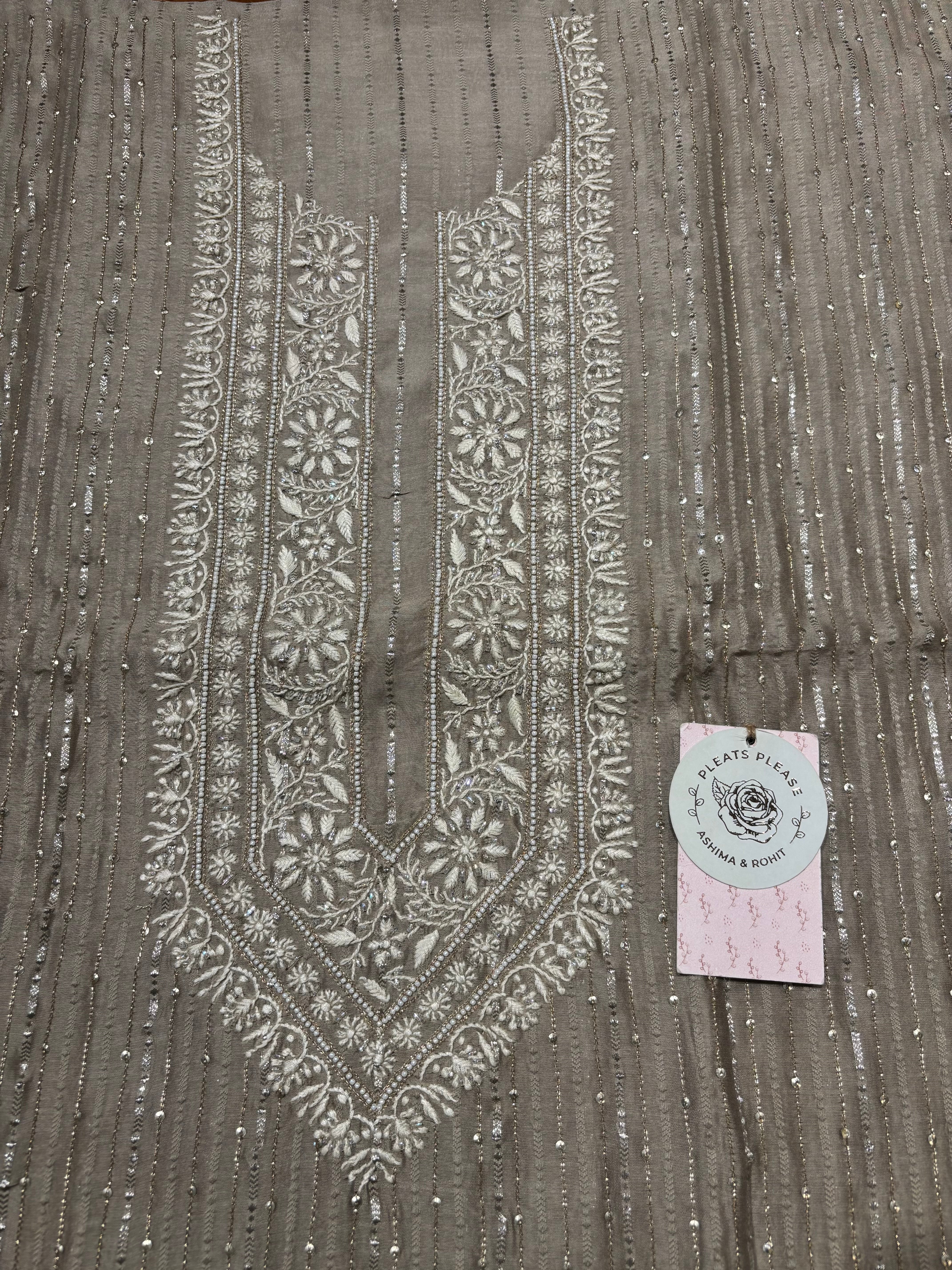 Hazelnut Brown Chanderi Silk Chikankari Men’s Kurta