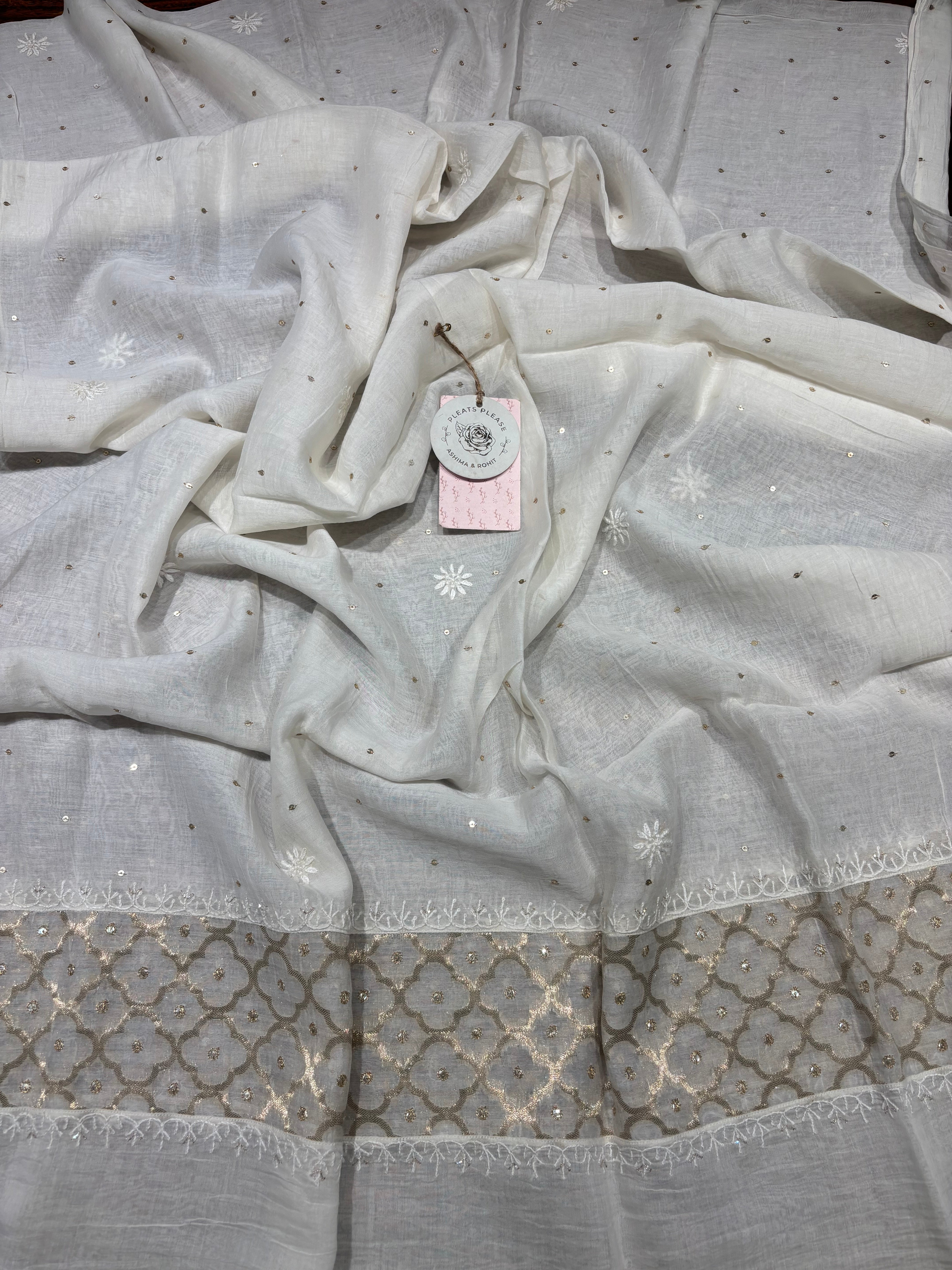 Dyeable Chanderi Silk Chikankari Anarkali & Dupatta Set