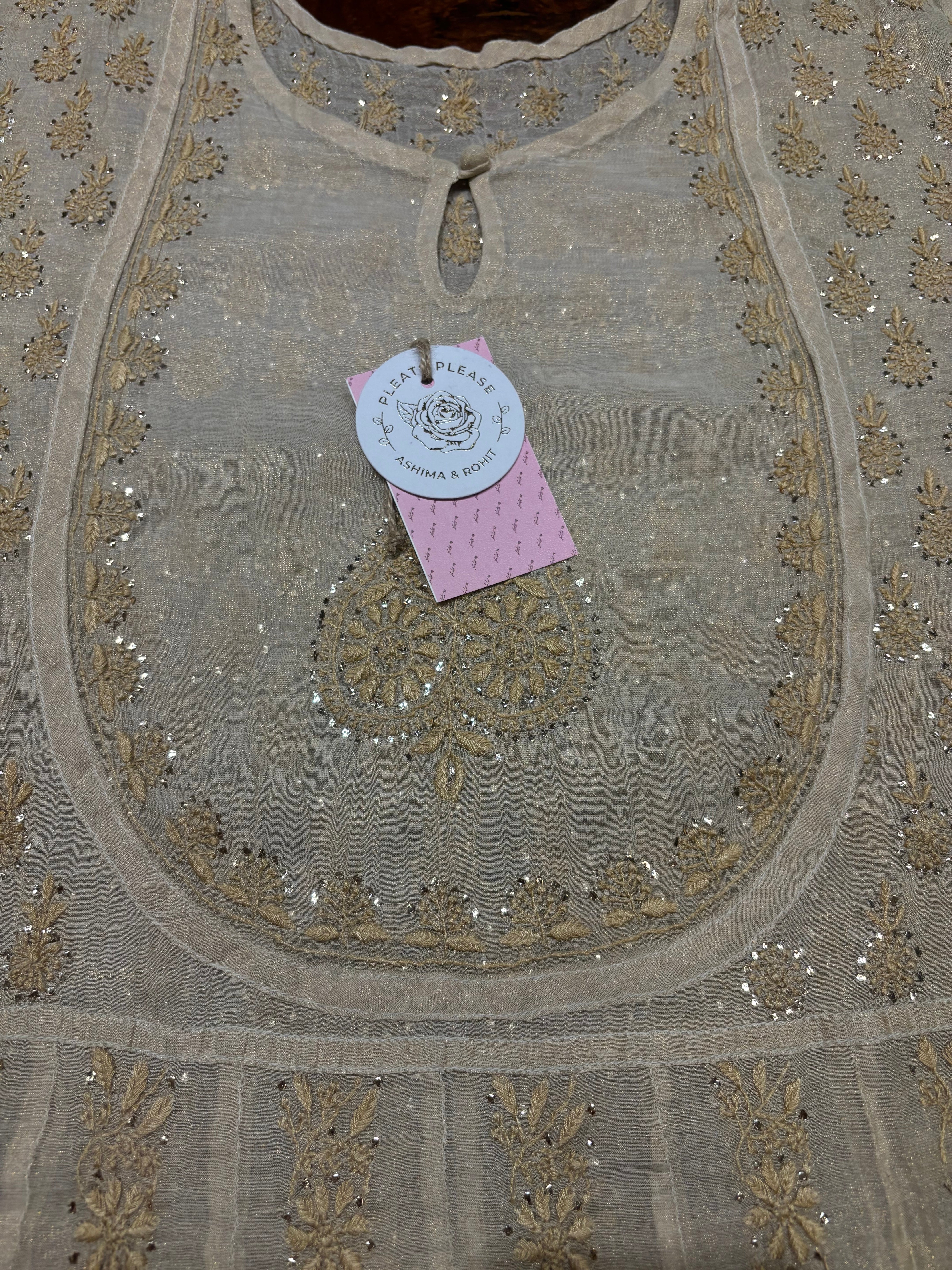 Dyeable Pure and Premium Tissue Chikankari & Mukaish Bajirao Anarkali and Dupatta Set