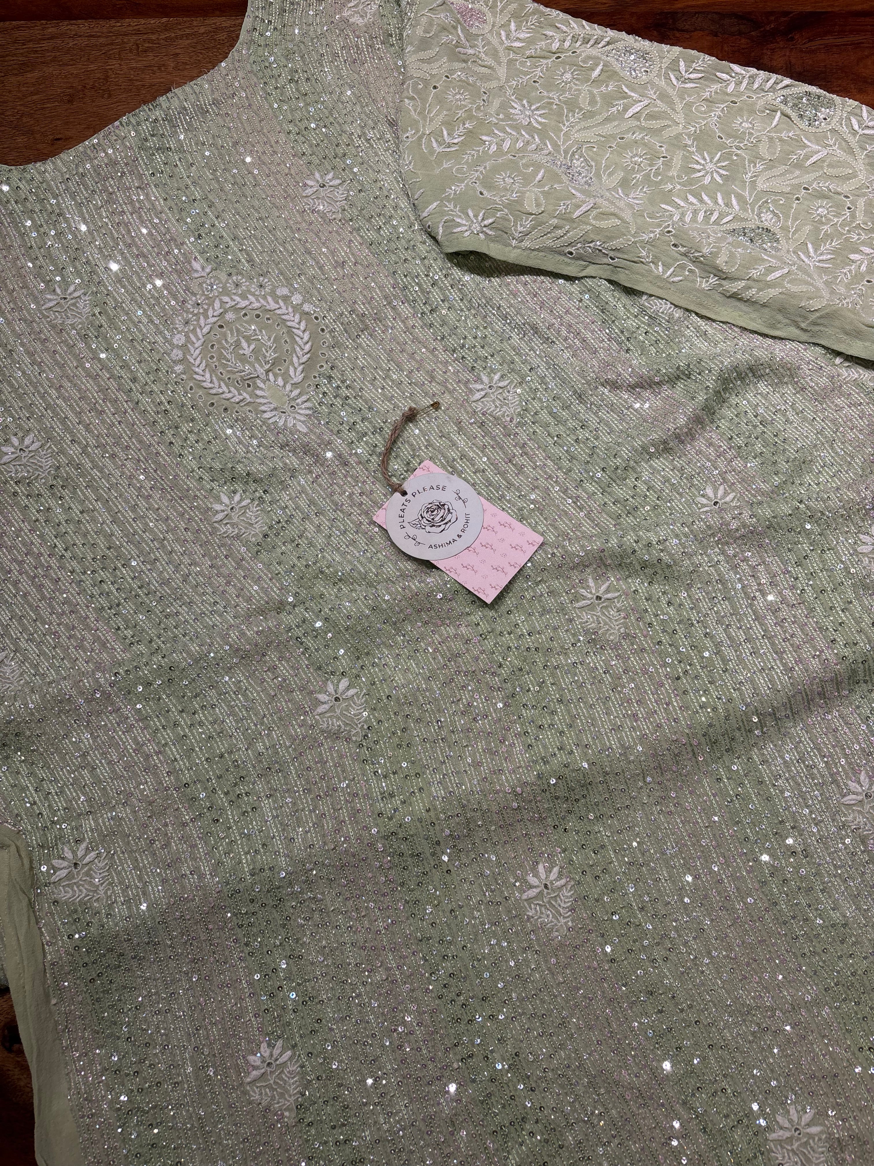 Green Pure and Premium Georgette Chikankari Kurta and Dupatta set