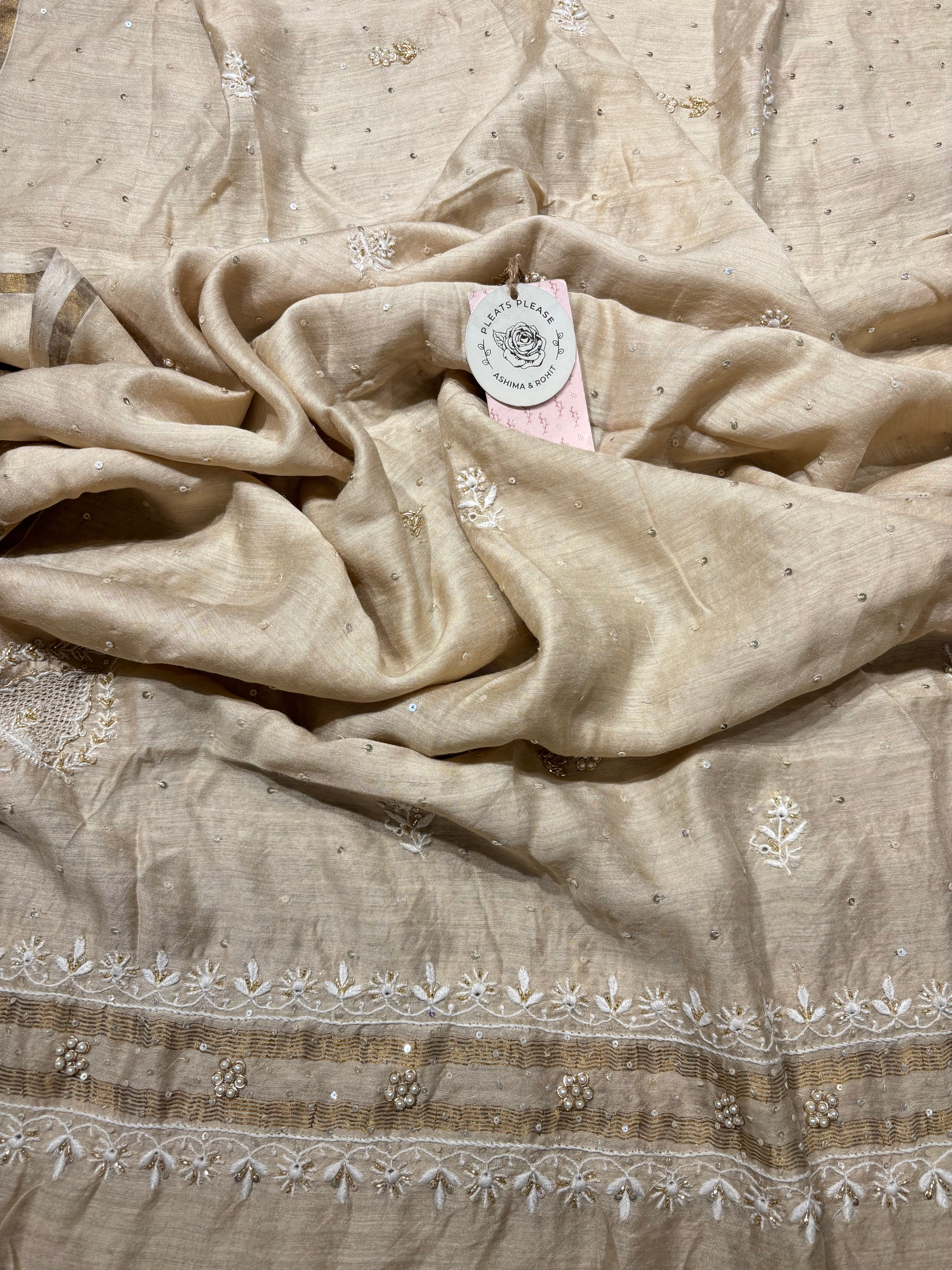 Dyeable Monga Silk Chikankari Kurta & Dupatta Set