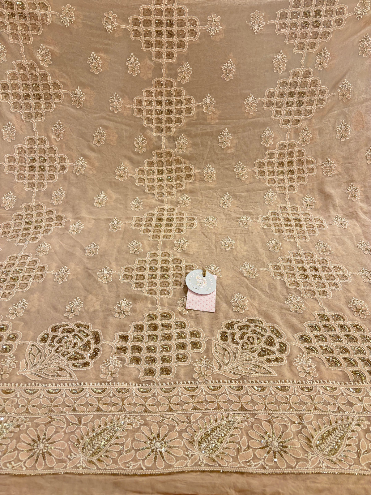 Blush Peach Pure & Premium Georgette Chikankari Anarkali & Dupatta