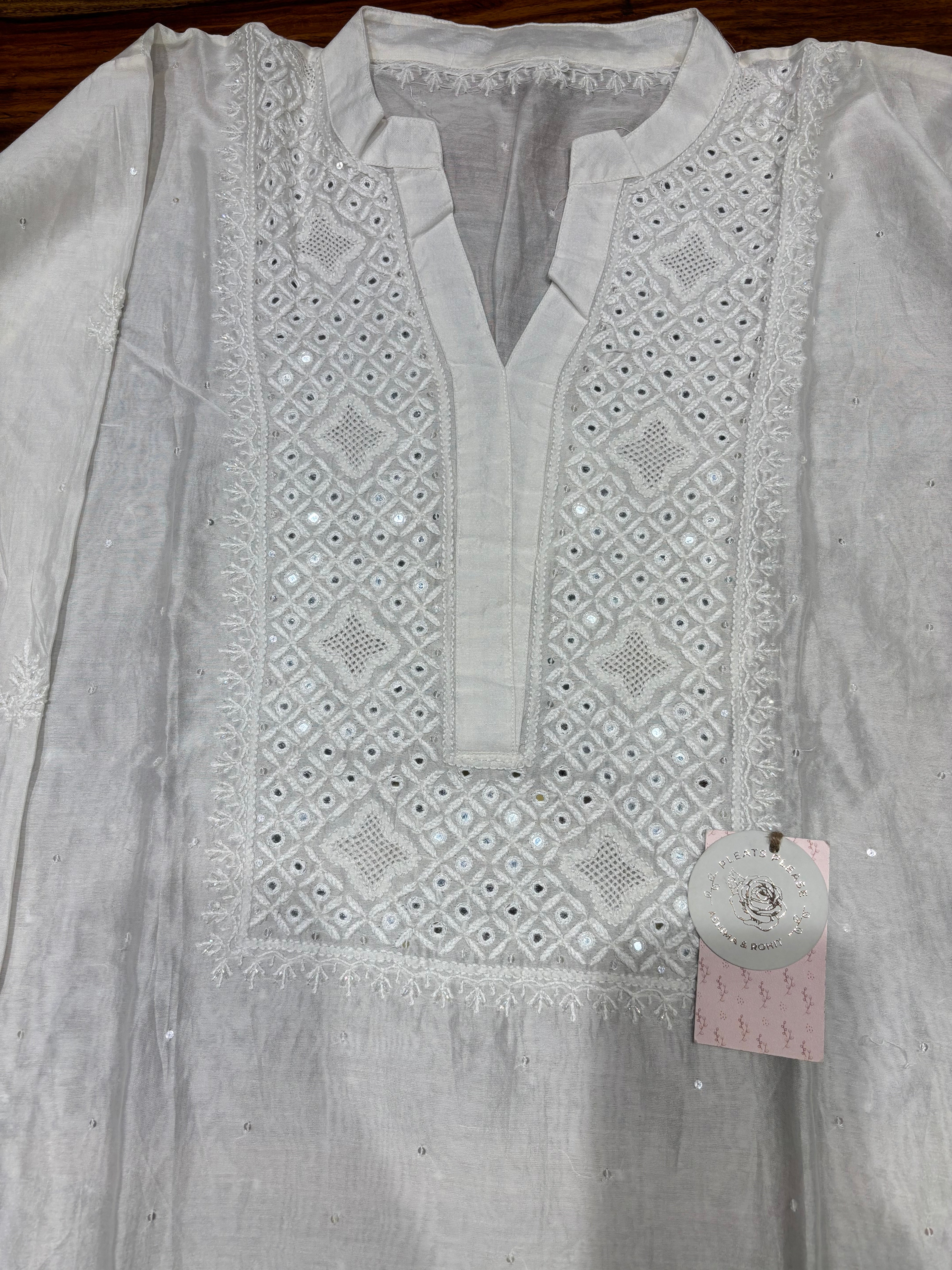 Dyeable Chanderi Silk Chikankari Co-ord Set