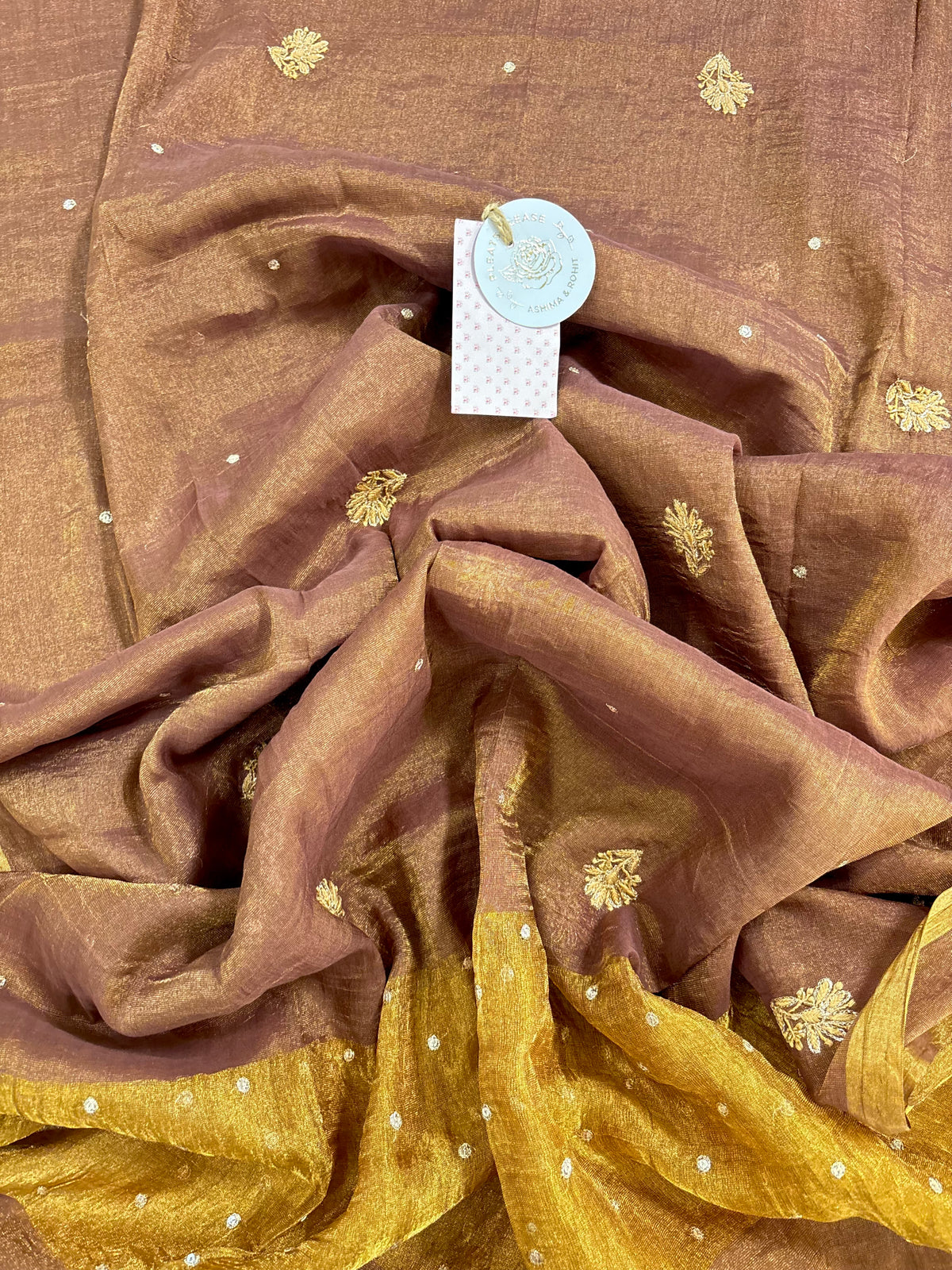 Walnut Brown Pure & Premium Tissue Chikankari Kurta & Dupatta