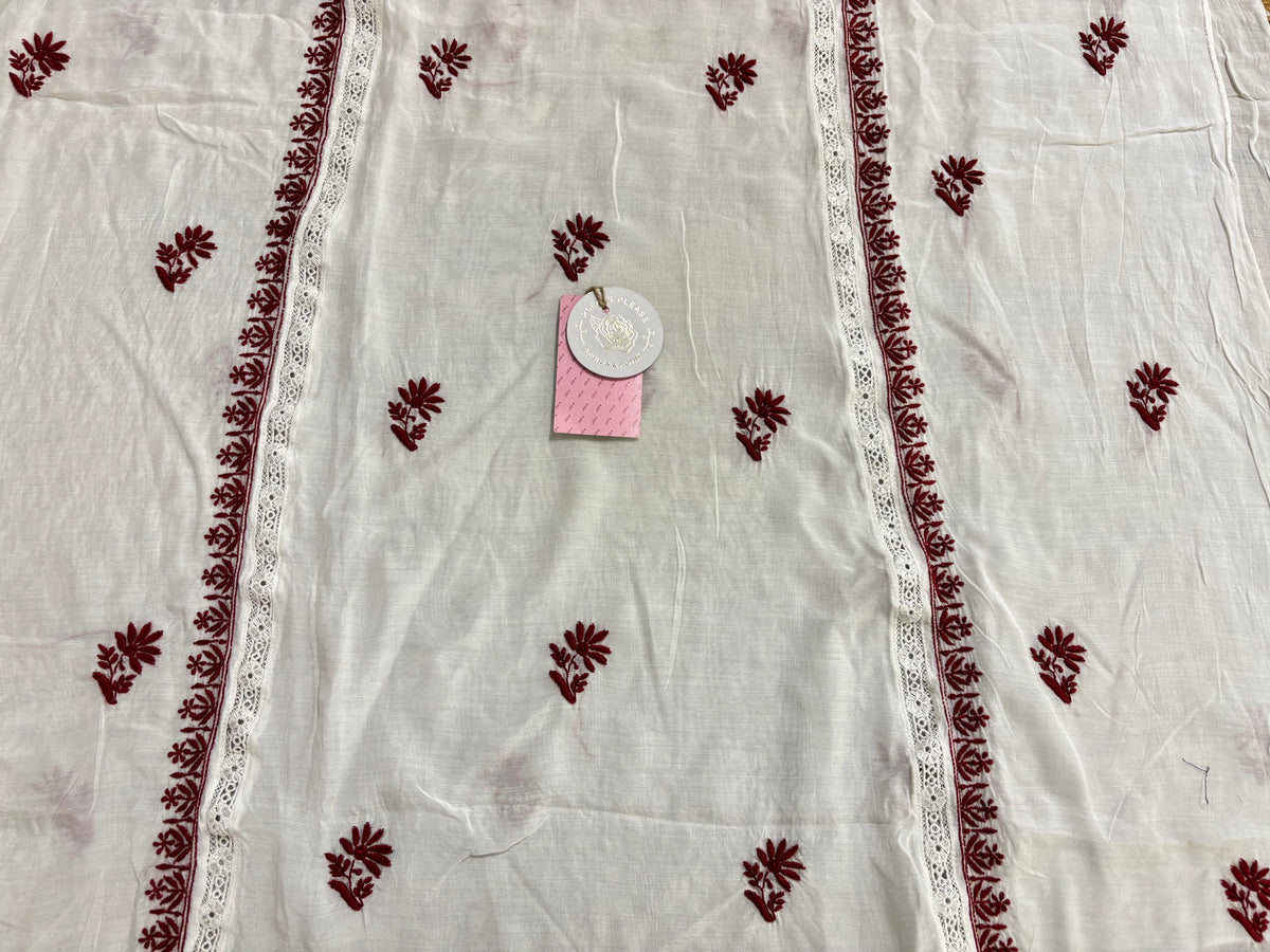 Dyeable Muslin Chikankari Kurta & Dupatta