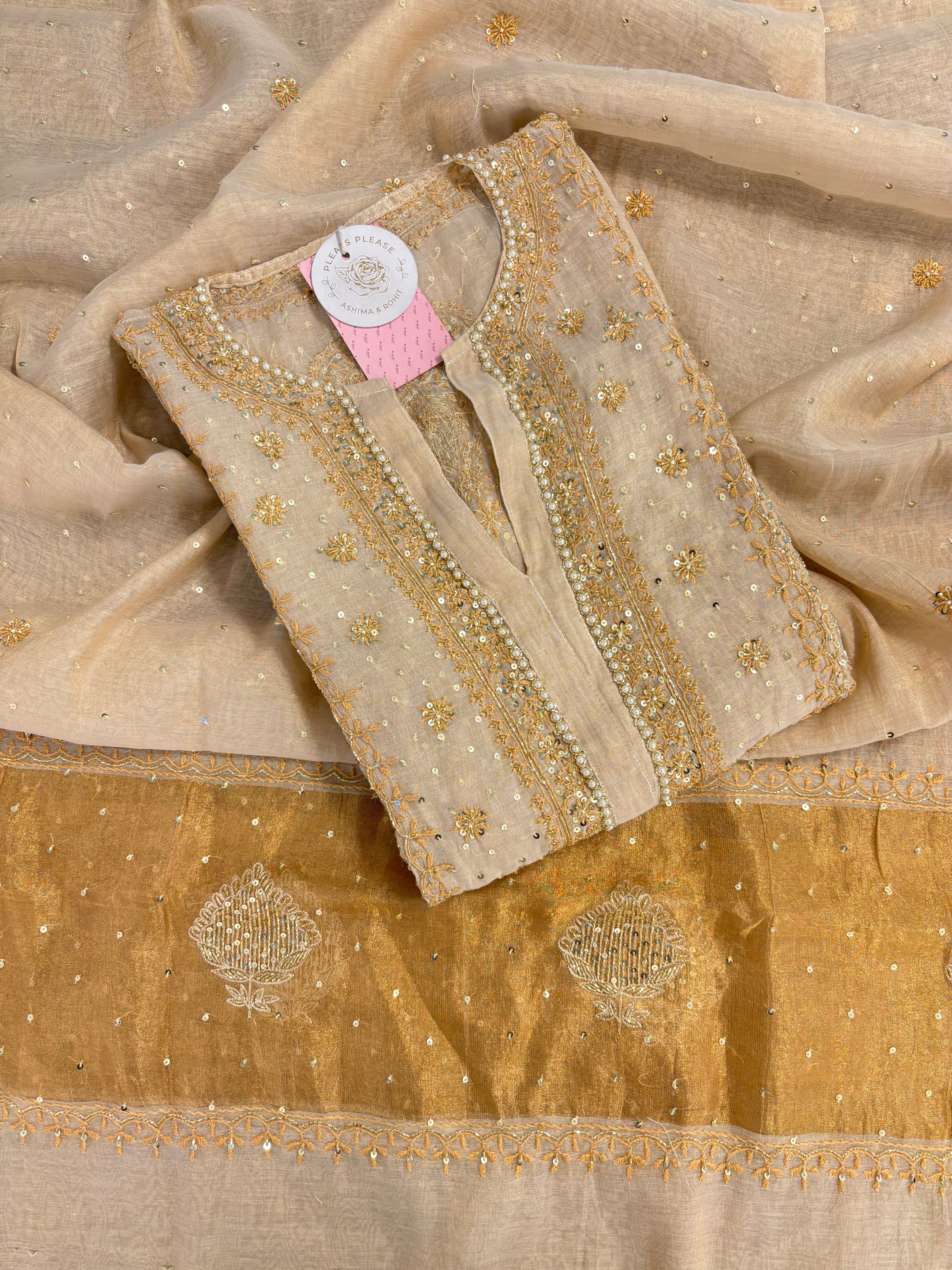 Dyeable Pure Tissue Chikankari Kurta & Dupatta