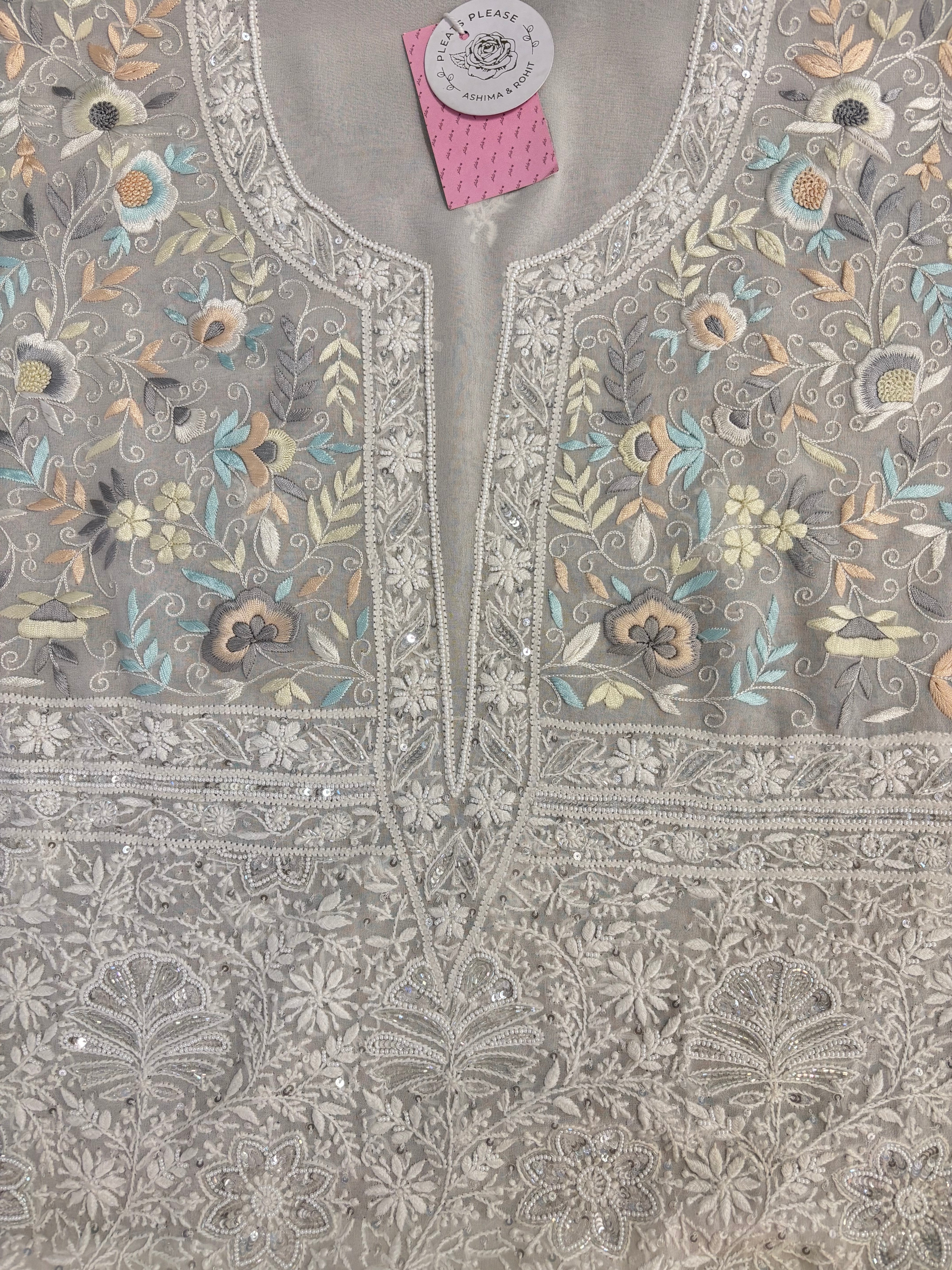 Dyeable Pure & Premium Georgette Chikankari Kurta & Dupatta