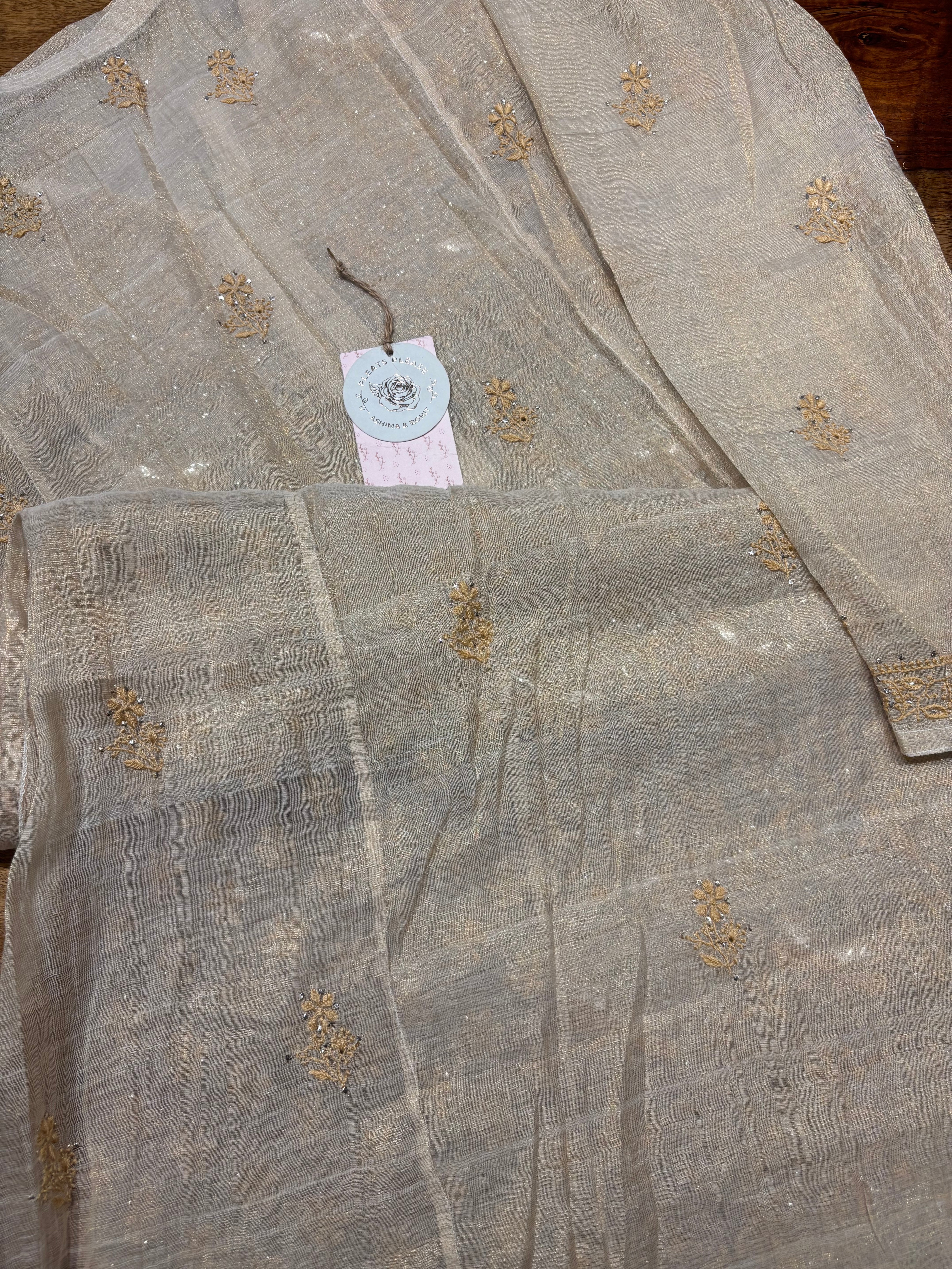 Dyeable Pure & Premium Tissue Chikankari & Mukaish  Kurta and Dupatta set