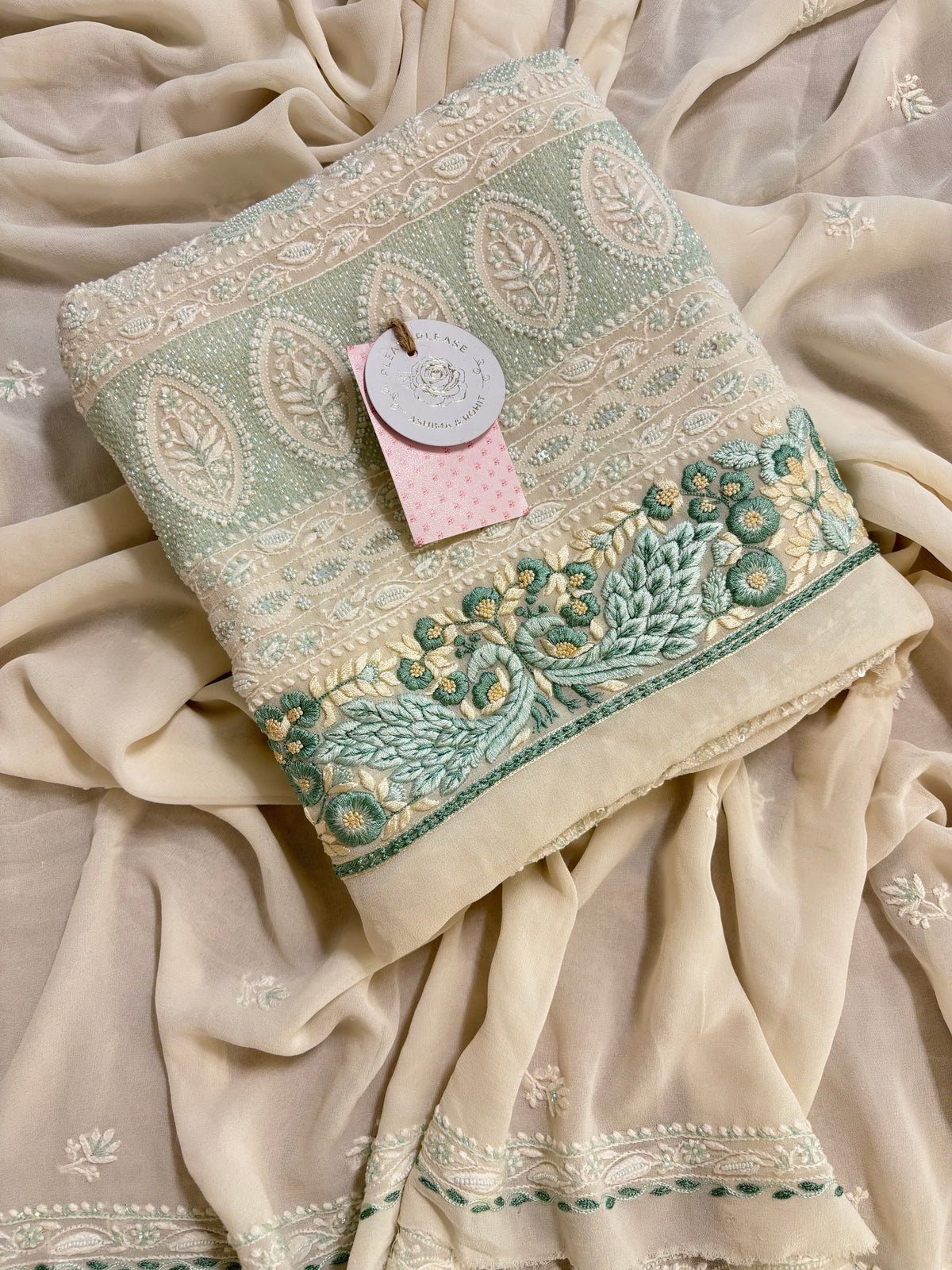 Dyeable Pure & Premium Georgette Chikankari With Parsi Kurta & Dupatta