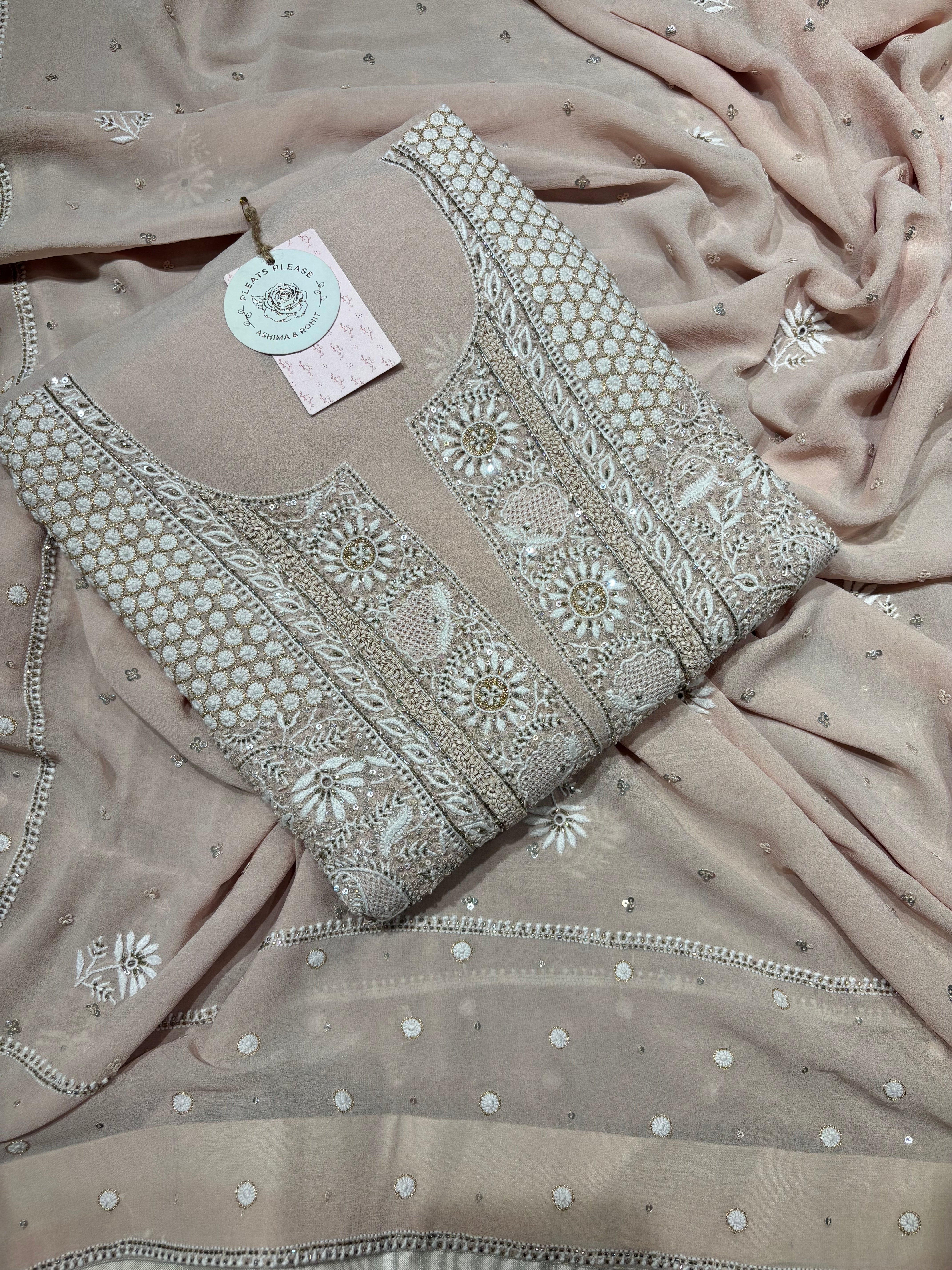 Nude Rose Pure And Premium Georgette Kurta And Dupatta Fabric