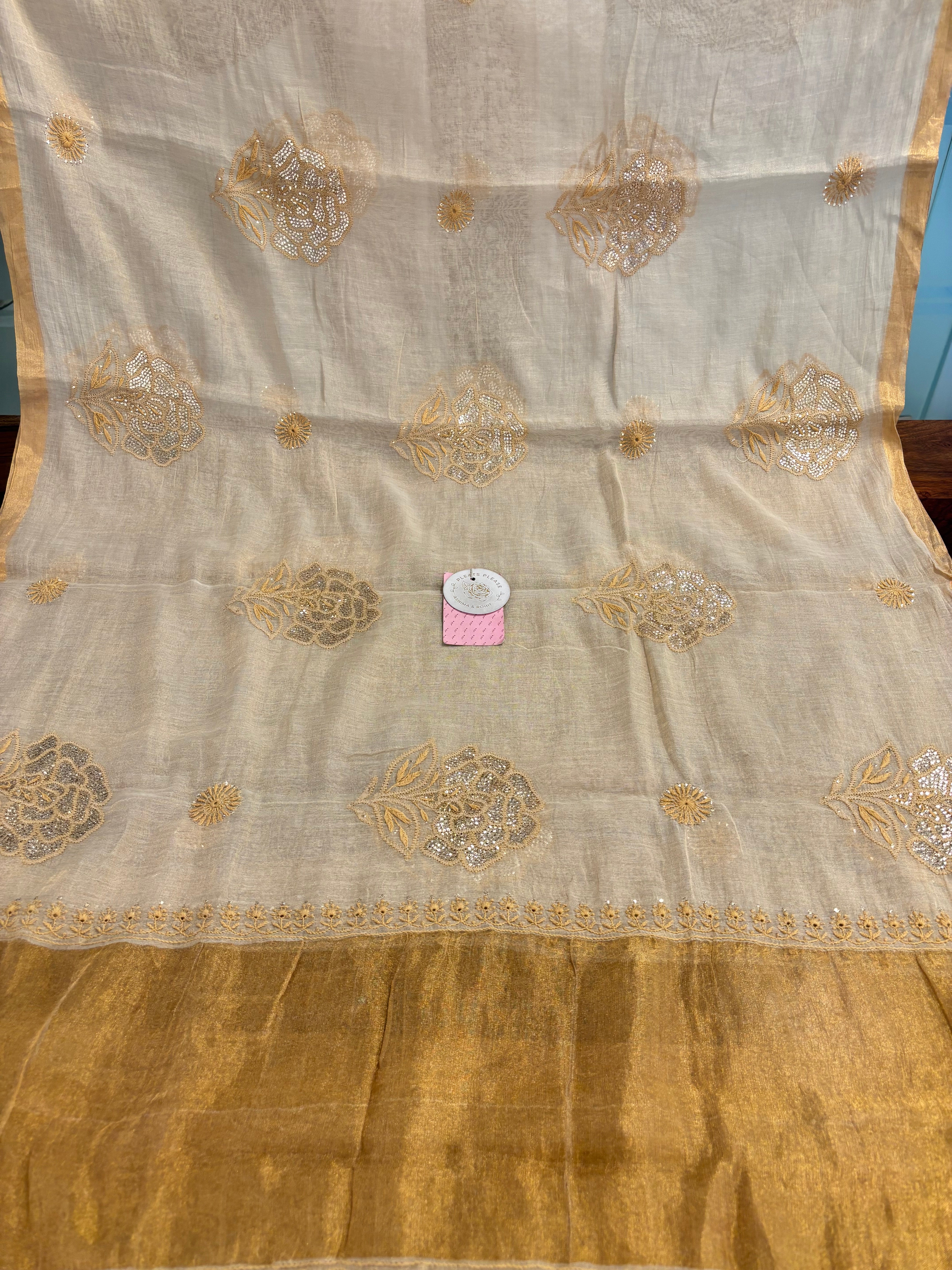 Dyeable Pure & Premium Tissue Mukaish Chikankari Kurta & Dupatta - Pleats PleaseChikankari