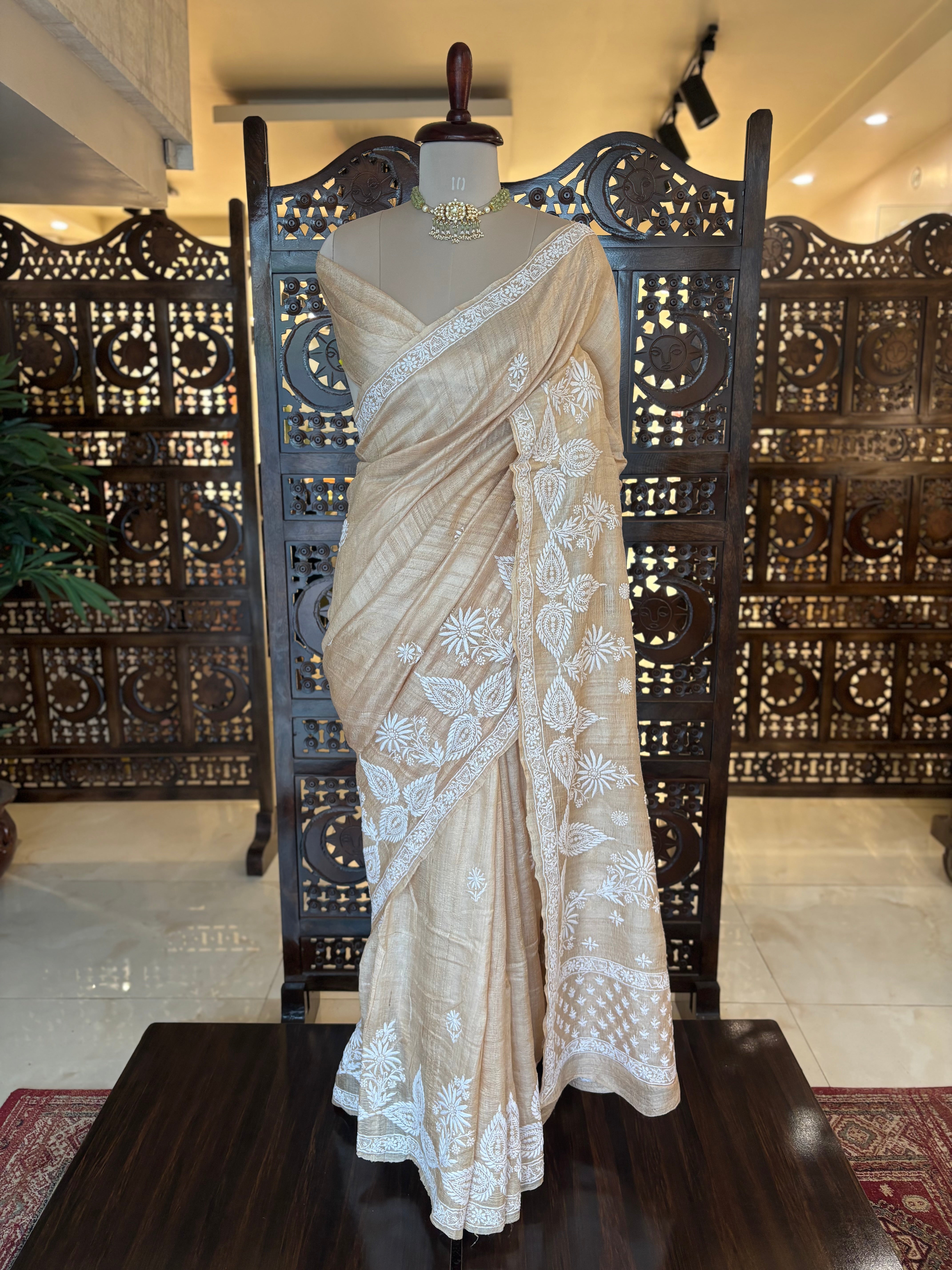 Tussar Silk Chikankari Saree