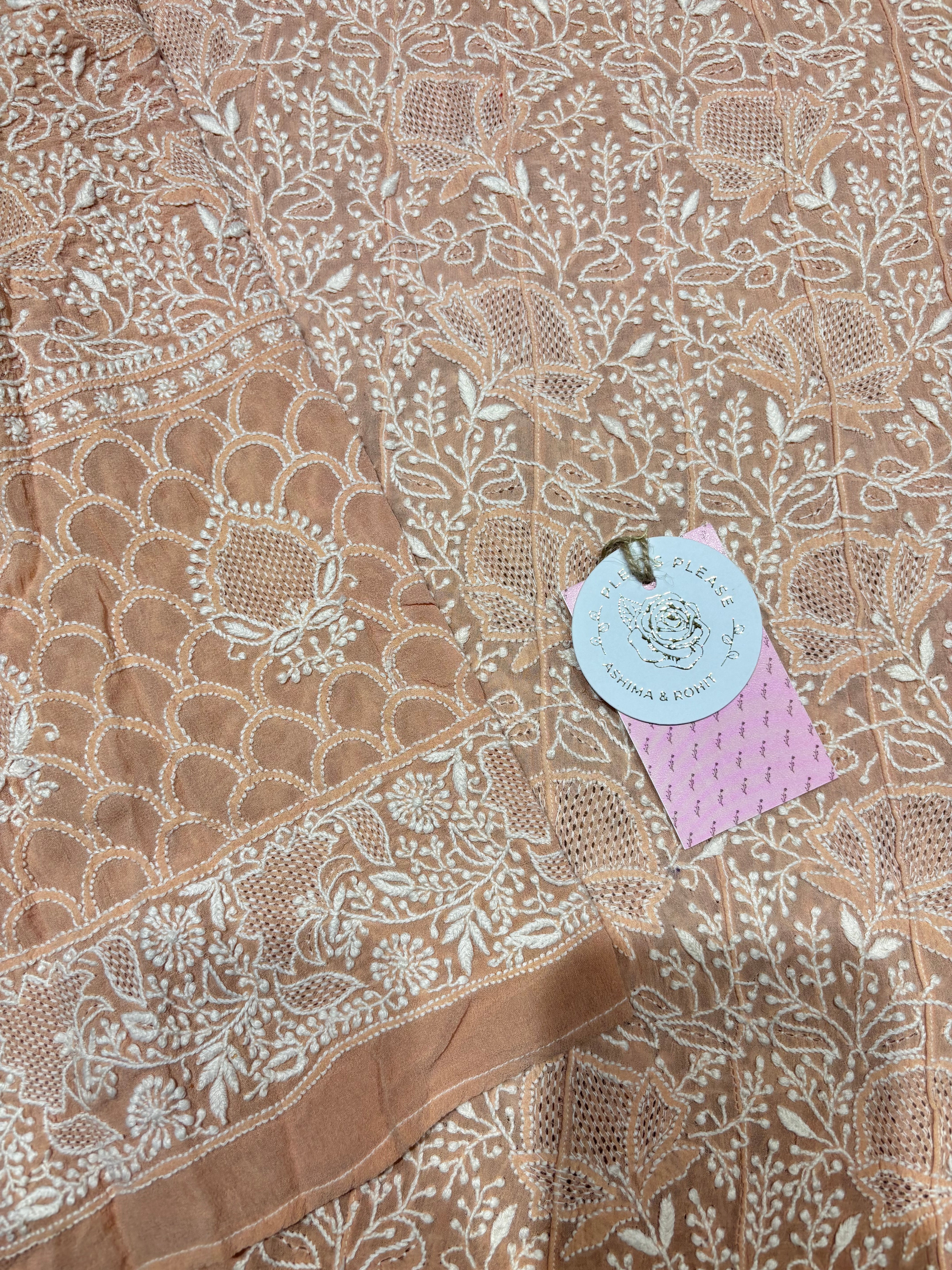 Brown Ombre Pure & Premium Georgette Chikankari Anarkali & Dupatta Set