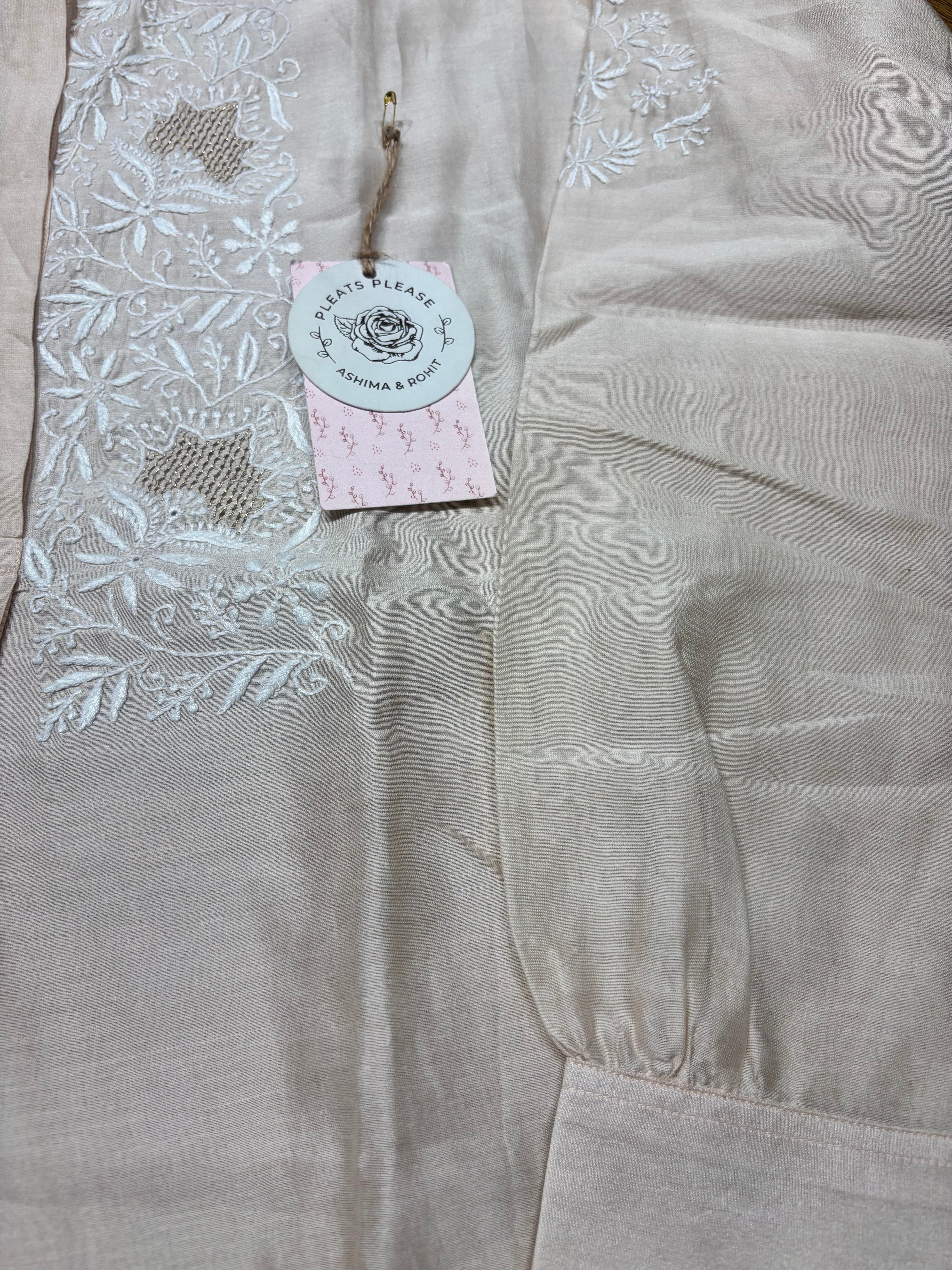Coffee Cream Chanderi Silk Chikankari Shirt