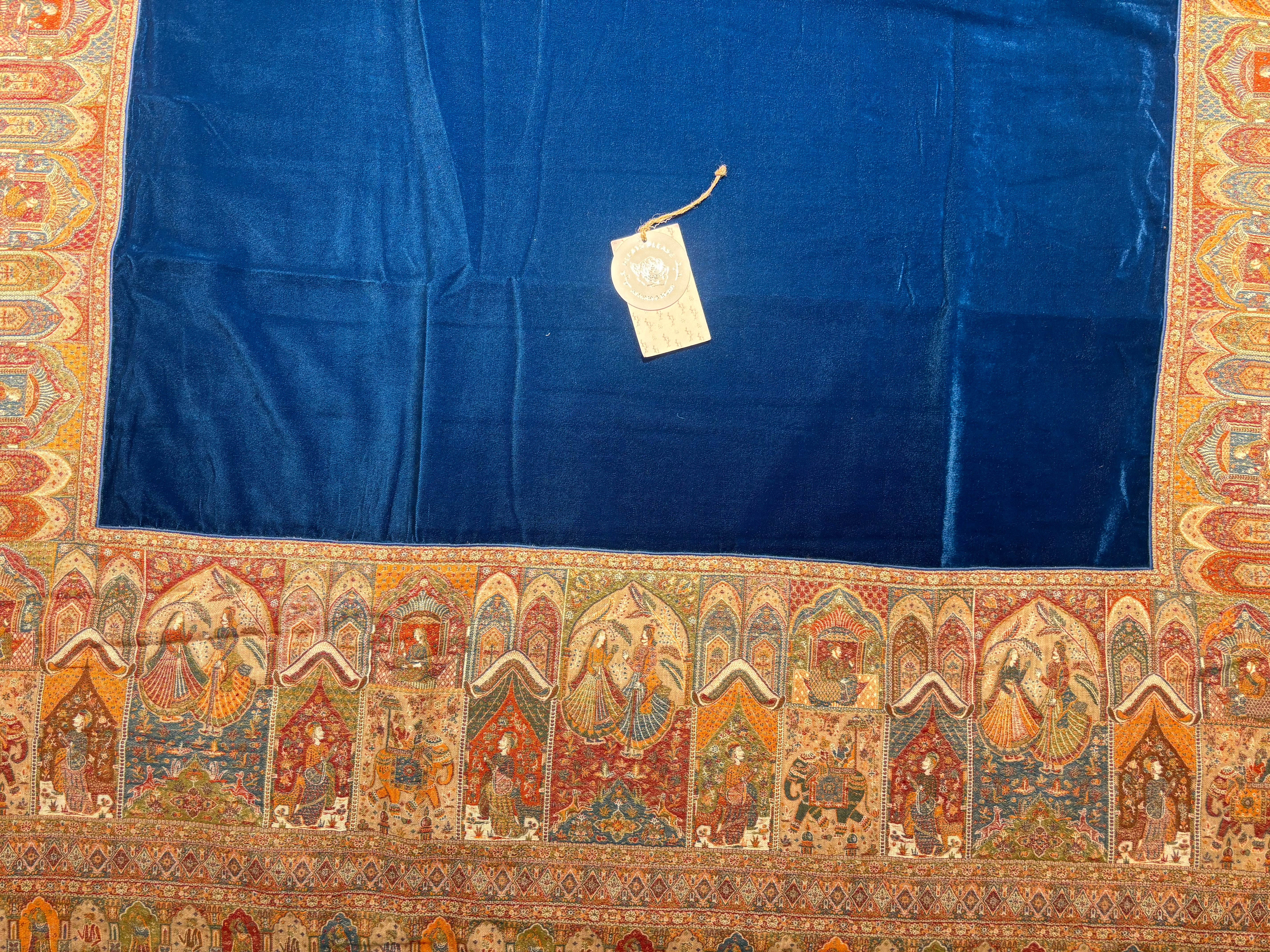 Blue Pure & Premium Velvet Shawl With Kaani Weave