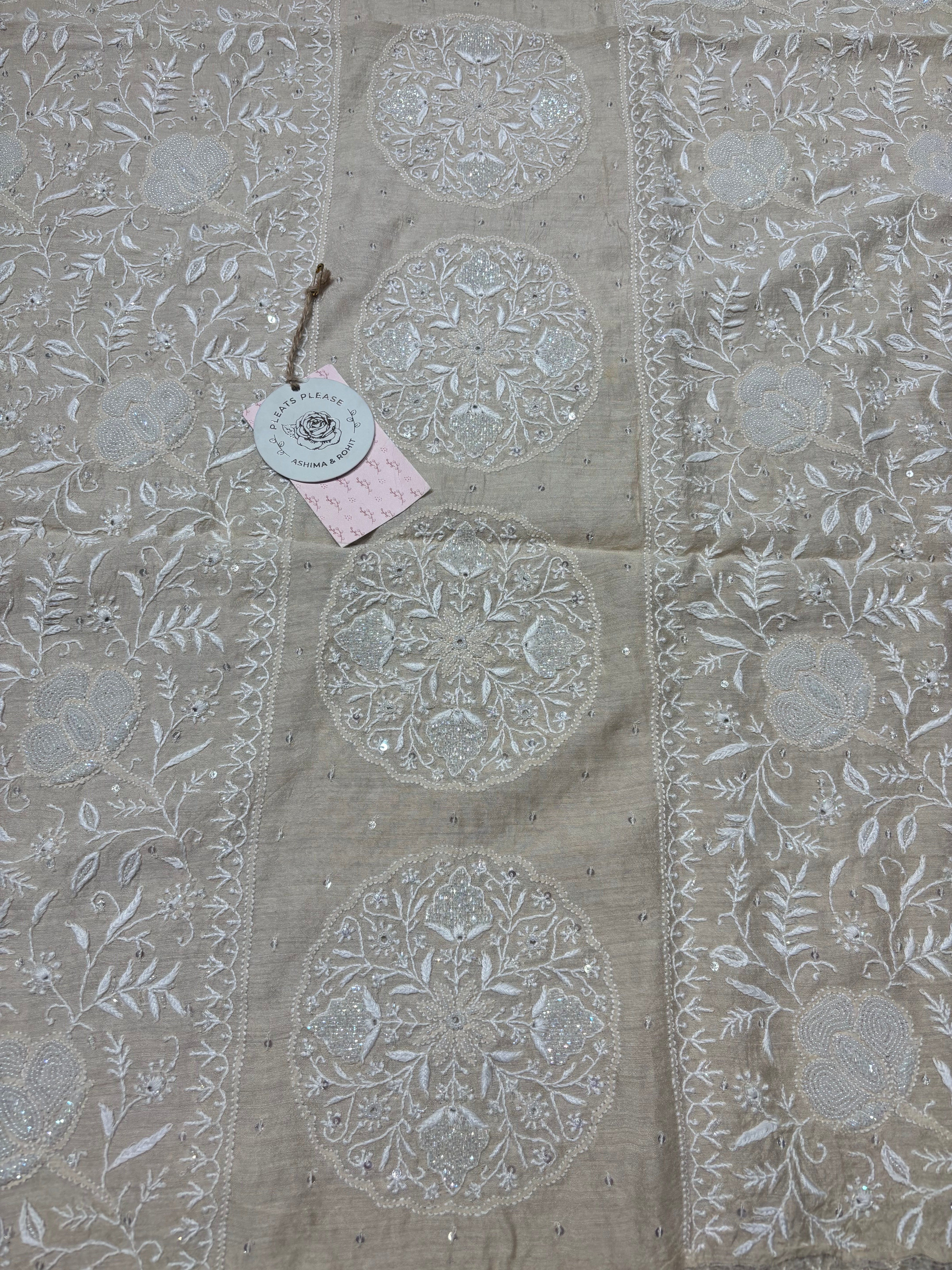 Dyeable monga Silk Chikankari Kurta and Dupatta Fabric