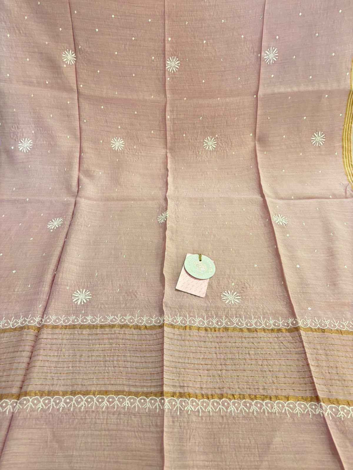 Baby Pink Pure Monga Silk Chikankari Anarakli & Dupatta