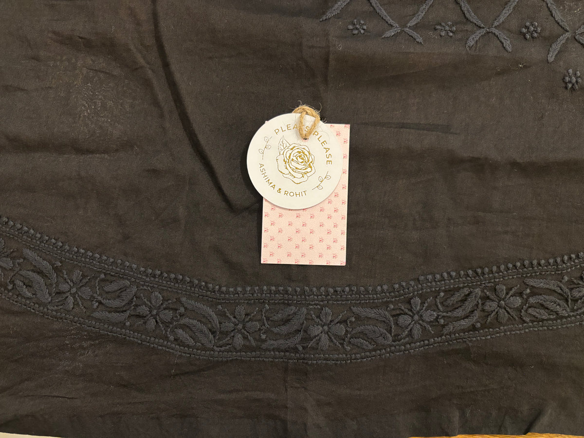 Black Chanderi Men’s Chikankari Kurta