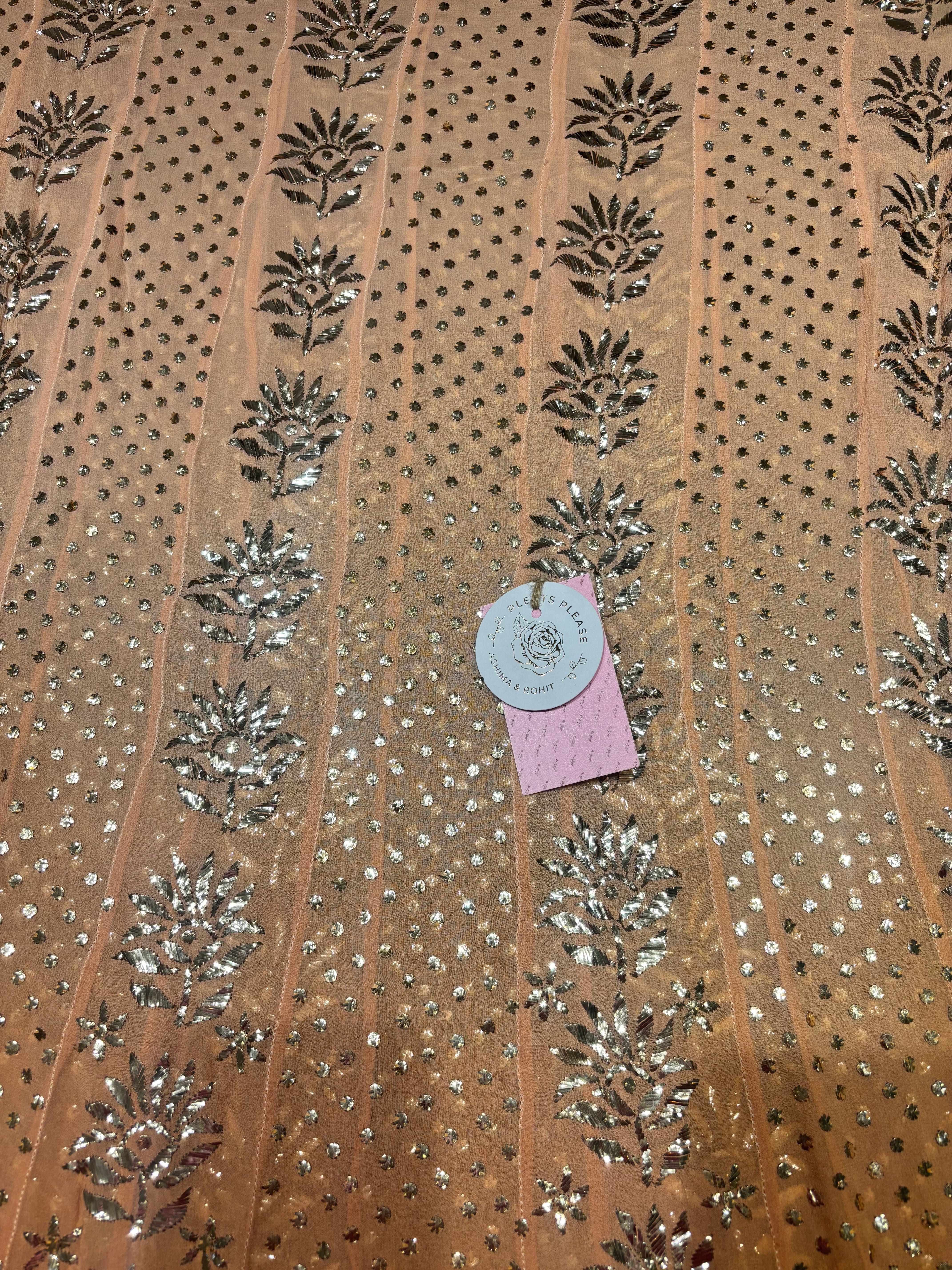 Brown Ombre Pure & Premium Georgette Mukaish Anarkali & Dupatta Set