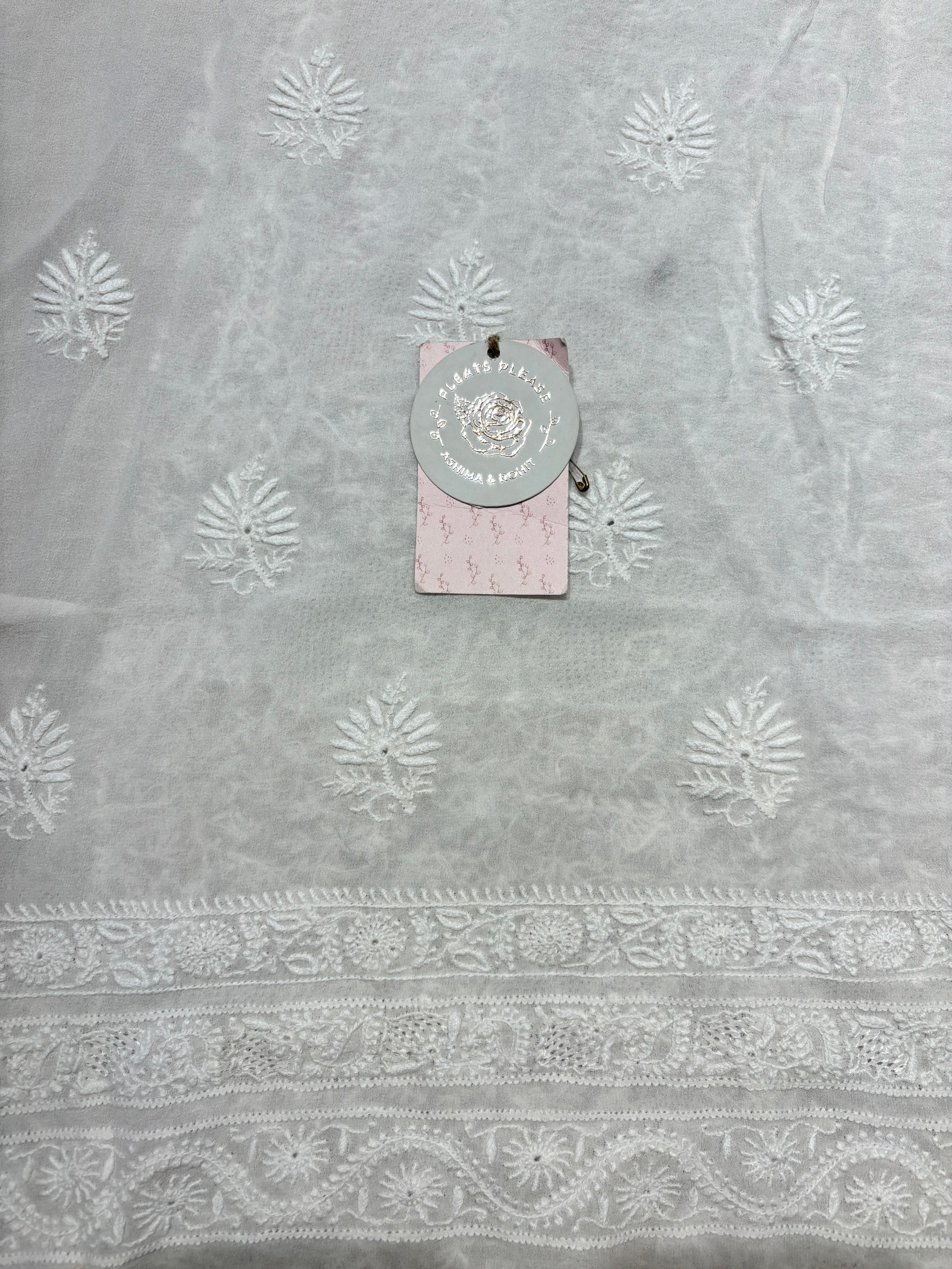 Dyeable Pure & Premium Georgette Chikankari Front & Back Kurta & Dupatta Fabric