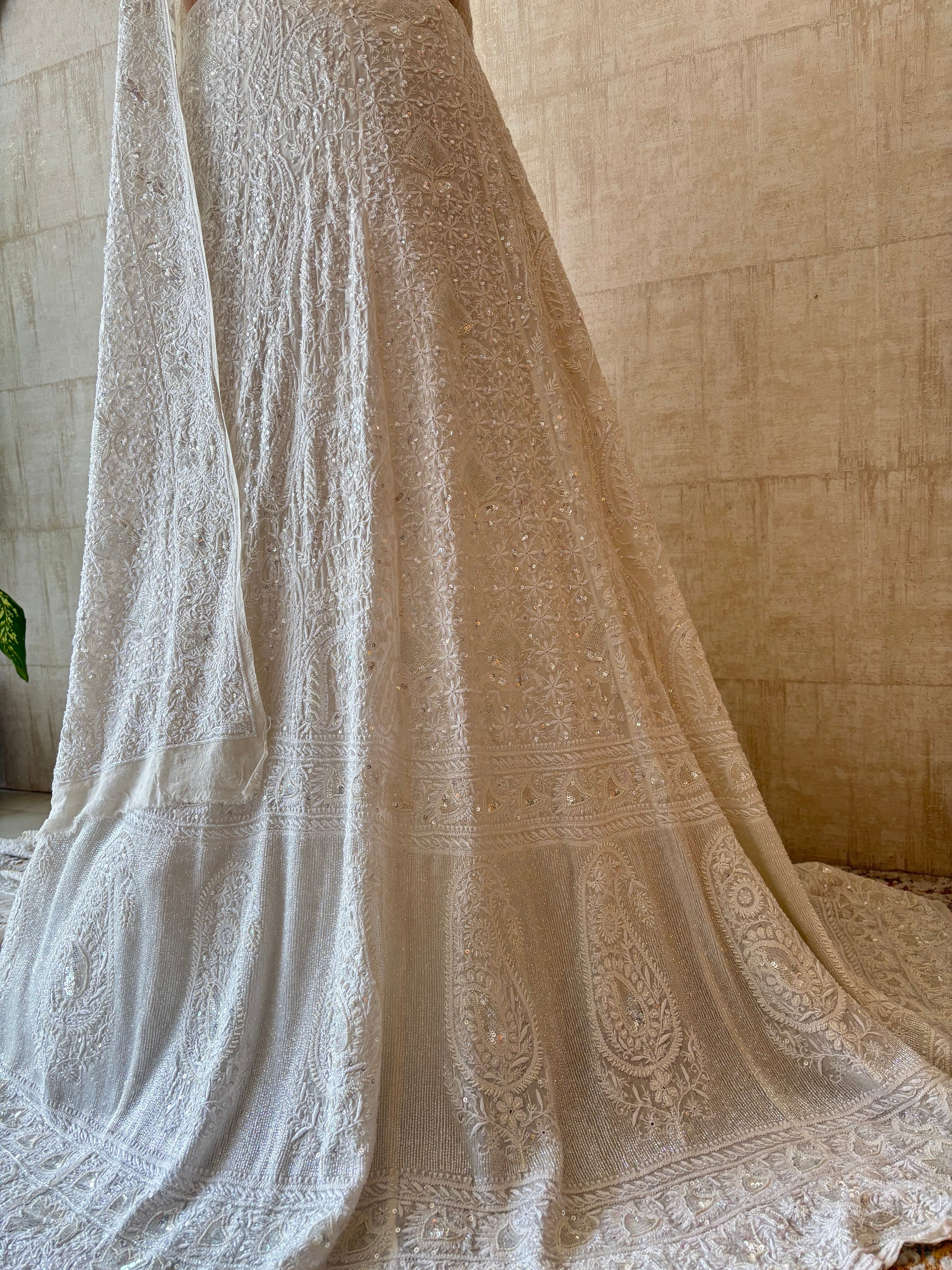 Dyeable Pure & Premium Georgette Chikankari Lehenga Set