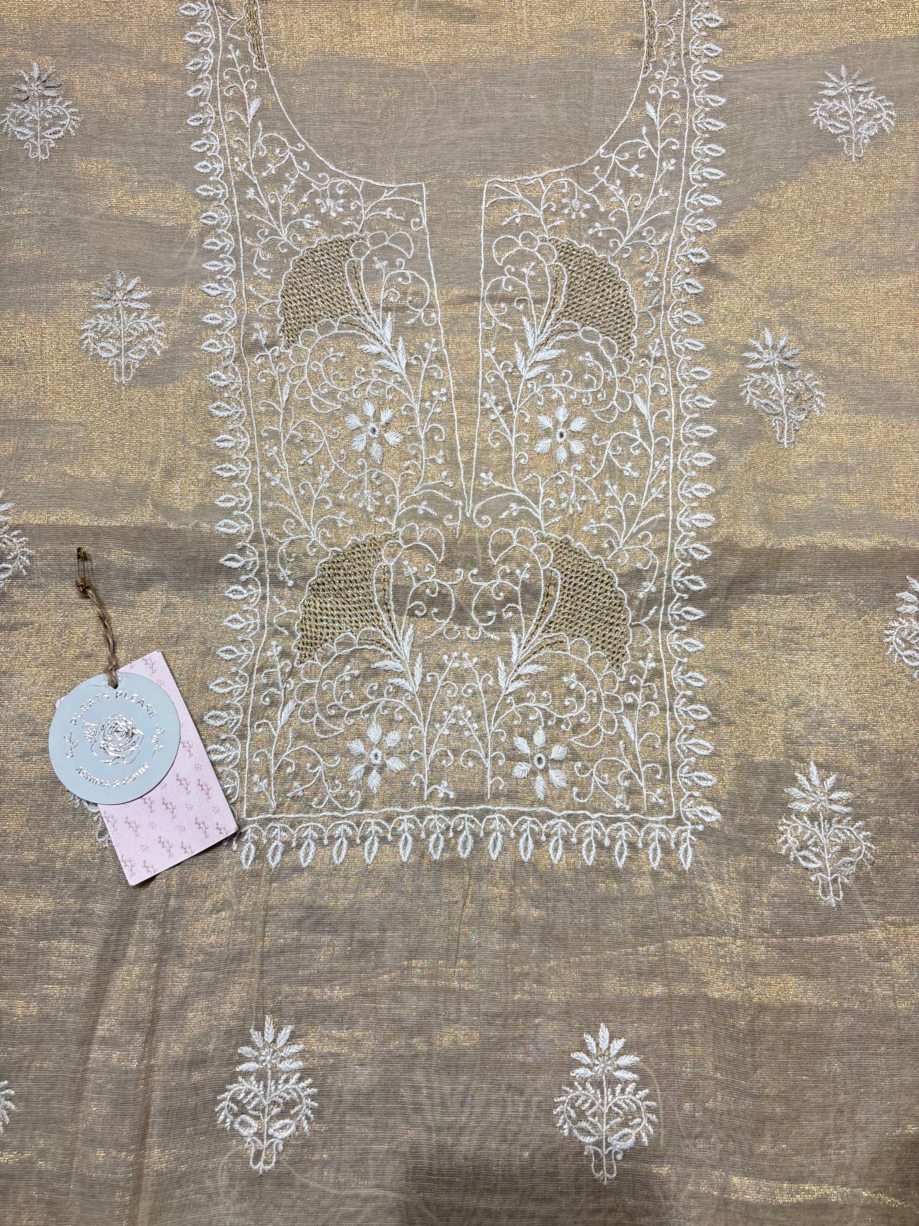 Dyeable Tissue Chikankari Kurta and Dupatta Fabric