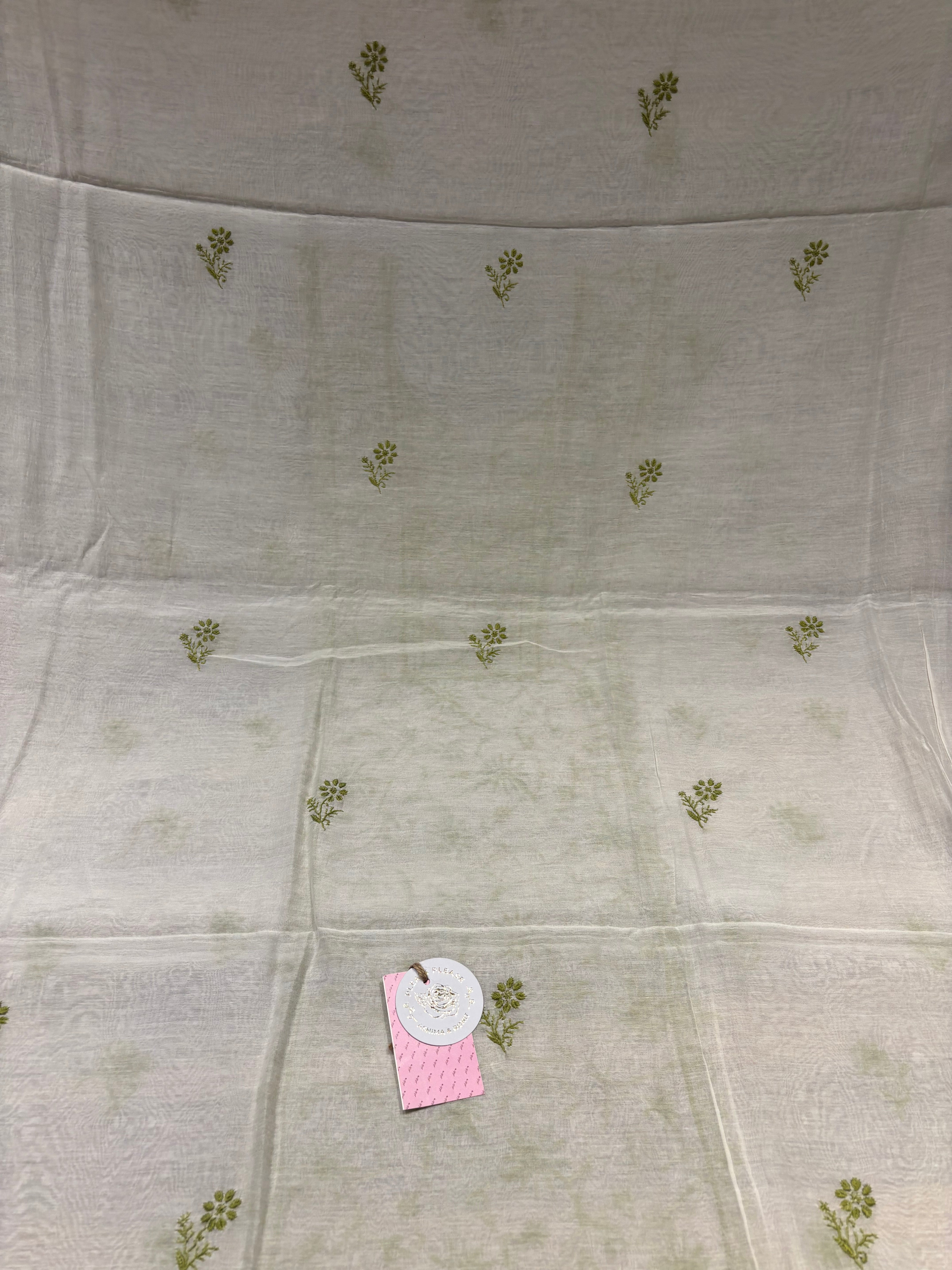 Dyeable Chanderi Mul Chikankari Kurta and Dupatta Fabric