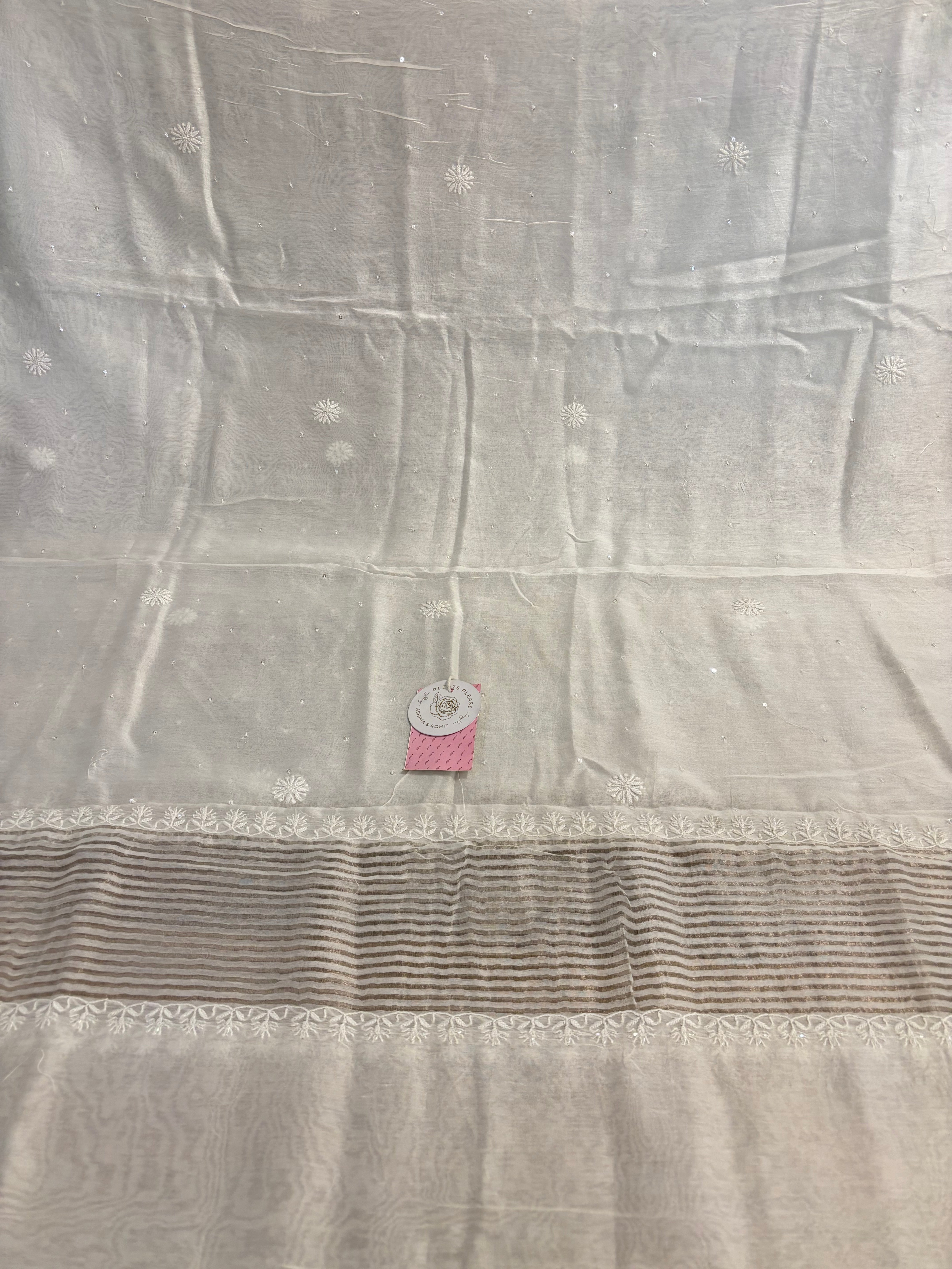 Dyeable Chanderi Chikankari Anarkali & Dupatta Set - Pleats PleaseChikankari
